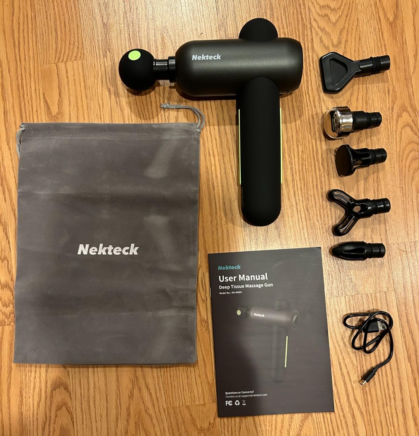 Nekteck Massage Gun Deep Tissue - 12mm Amplitude, 30 Speeds, Full-Body Muscle Relaxation Device with 5-Head for Pain Relief, Quiet USB-C Rechargeable Percussion Muscle Massager for Home Office Travel customer photo 1