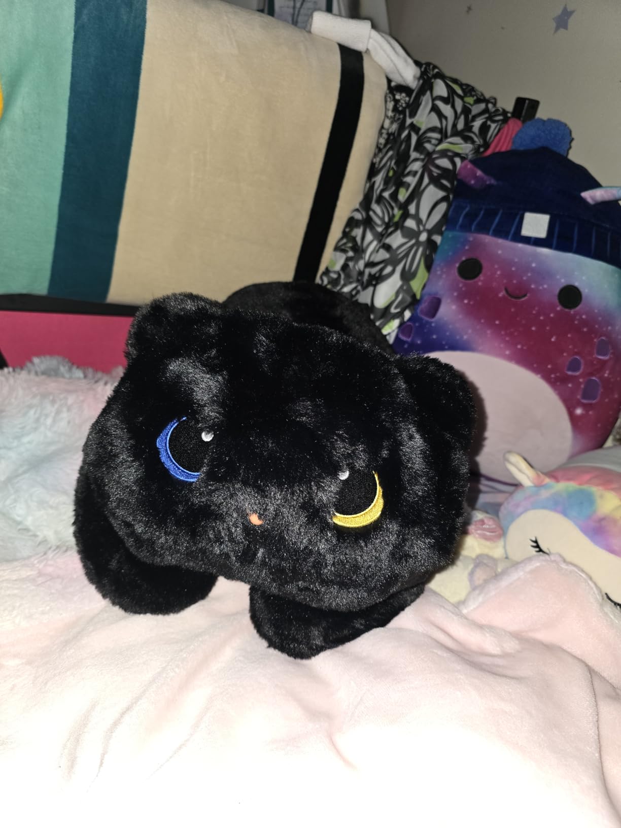 Mewaii Weighted Stuffed Animals 5 lbs Adjustable, Heated & Coolable 23 Inch Plush for Realistic Hug, Microwavable Removable Inner Pad, Cat Gifts for Adults & Kids (Black) customer photo 1