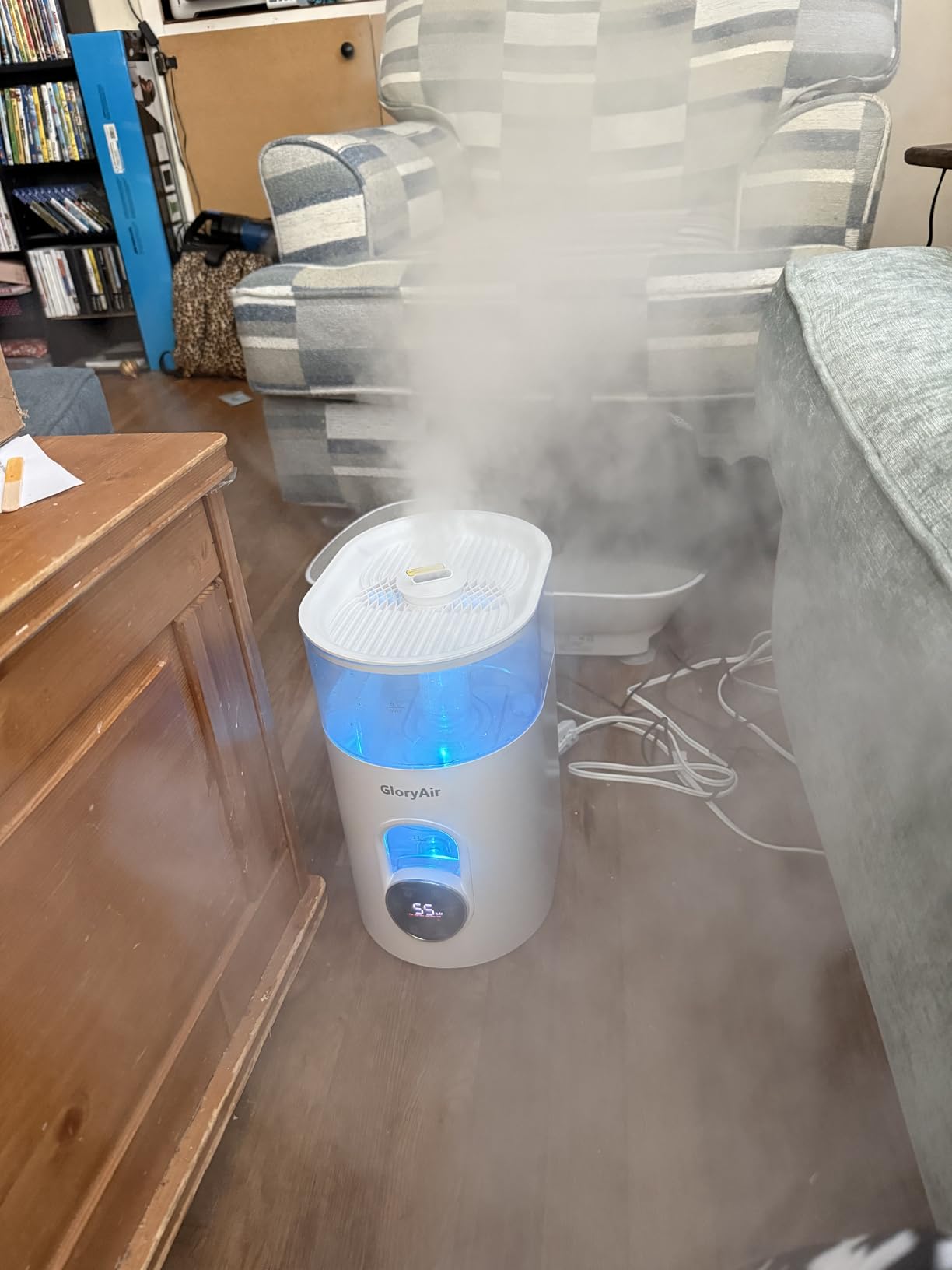 Humidifiers for Bedroom Large Room Home - GloryAir 6L Quiet Top Fill Cool & Warm Mist Humidifier with Smart Humidity Control, Remote Control, 7-Color Light, Humidistat, Oil Diffuser customer photo 1