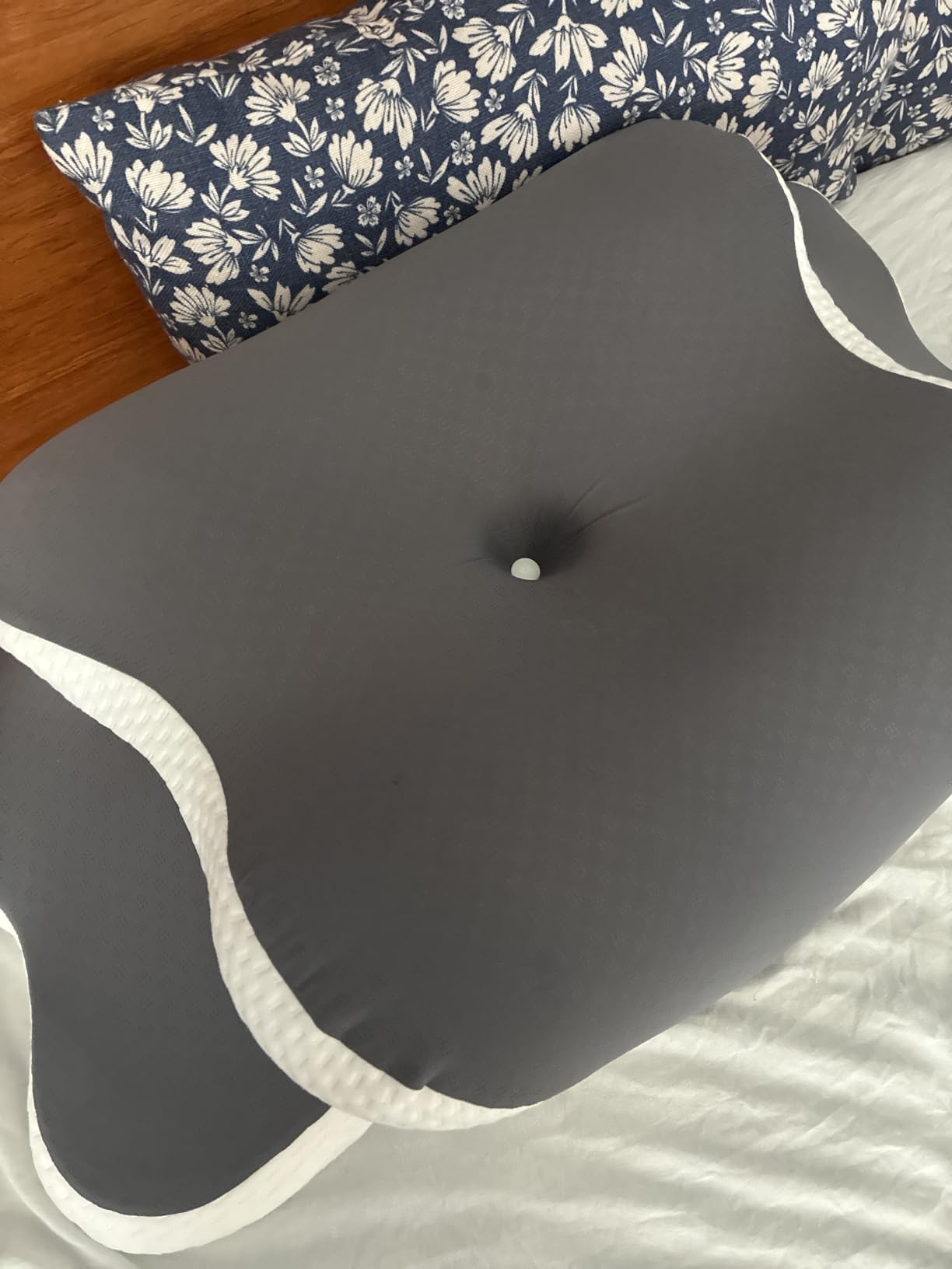 Ergo Pillow for Sleep Apnea, Neck Pain, and Snoring Relief | Cervical Neck Pillow for Neck Pain Relief & Side Sleeper | Orthopedic Memory Foam with Ergonomic Neck Support, Gray, Standard customer photo 1