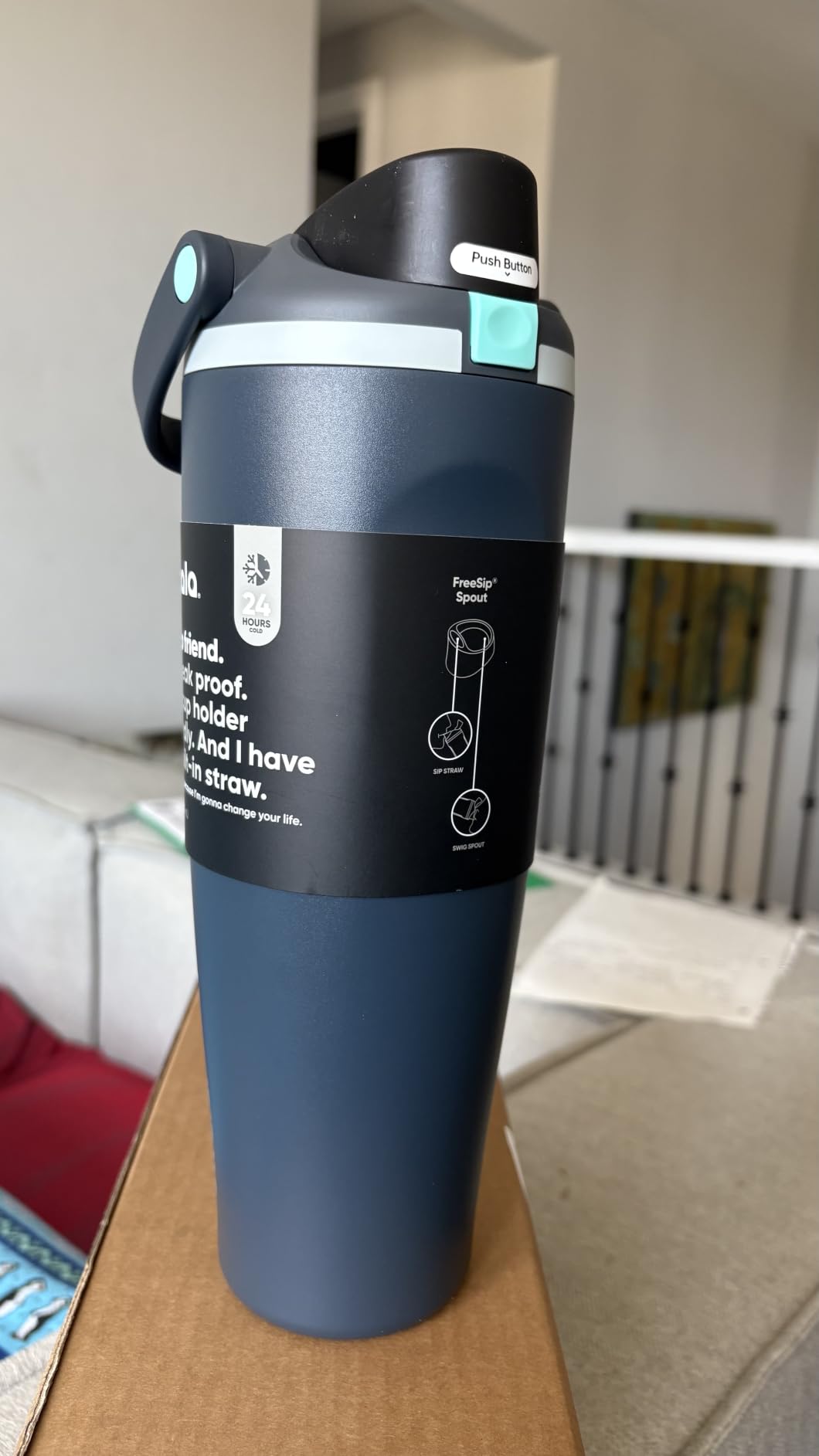Owala FreeSip Sway Insulated Stainless Steel Water Bottle with Two-Way Spout, Built-In Straw and Bucket Handle, Made for Travel, School, and Sports, 30oz, BPA Free, Leak Proof, Beach House customer photo 2