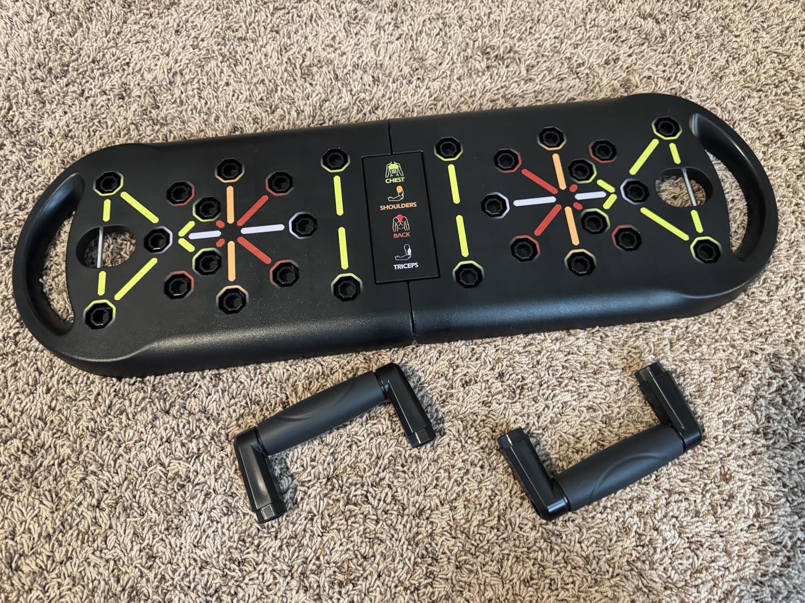 JLoibao Push Up Board Fitness, Portable Pushup Board for Men, Foldable Push up Bar, Workout Home Gym Equipment, 20 in 1 Exercise Pushup Handles for Floor, Strength Training Equipment for Men customer photo 2