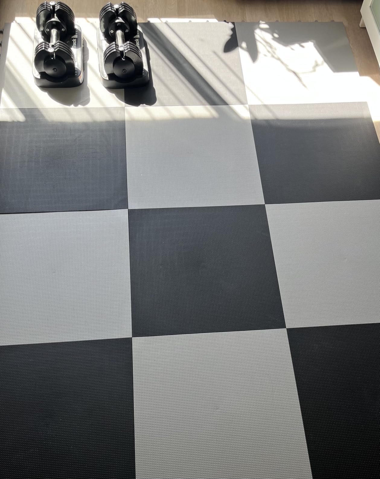Baselayer Performance Series Interlocking Floor Tiles - Durable 1/2 in TPE (Rubber Like, NOT Foam, no Odor) - Gym Flooring for Weights & Heavy Equipment - Black, 15 SqFt (6 Pack) - Made in USA customer photo 1