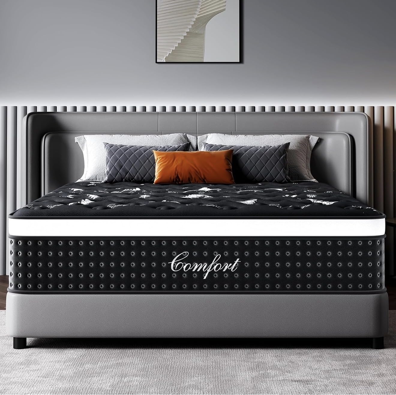Queen Mattress 12 Inch, Cooling Hybrid Bed in a Box, 7-Zones Individual Pocket Spring, Mattress Queen for Back Pain Relief & Motion Isolation, Fiberglass-Free, CertiPUR-US, 365-Night Trial customer photo 2
