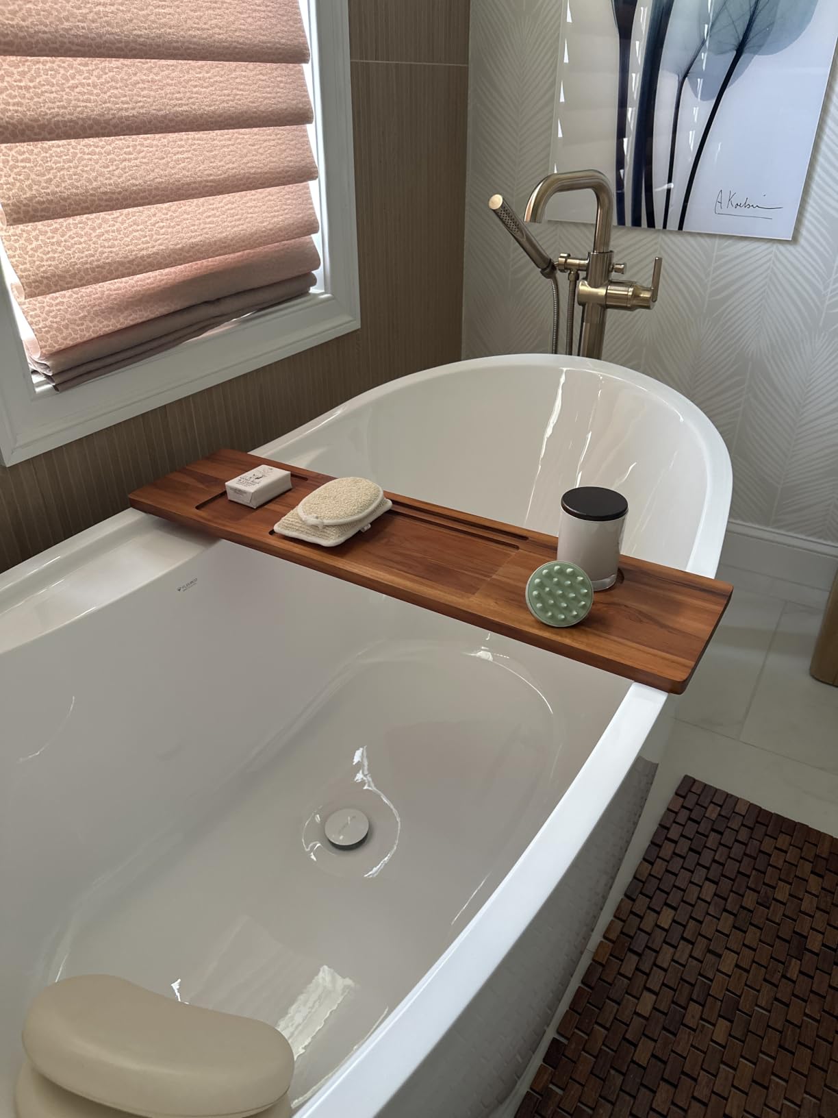 Teak Bathtub Tray - Wood Bath Caddy Tray 35
