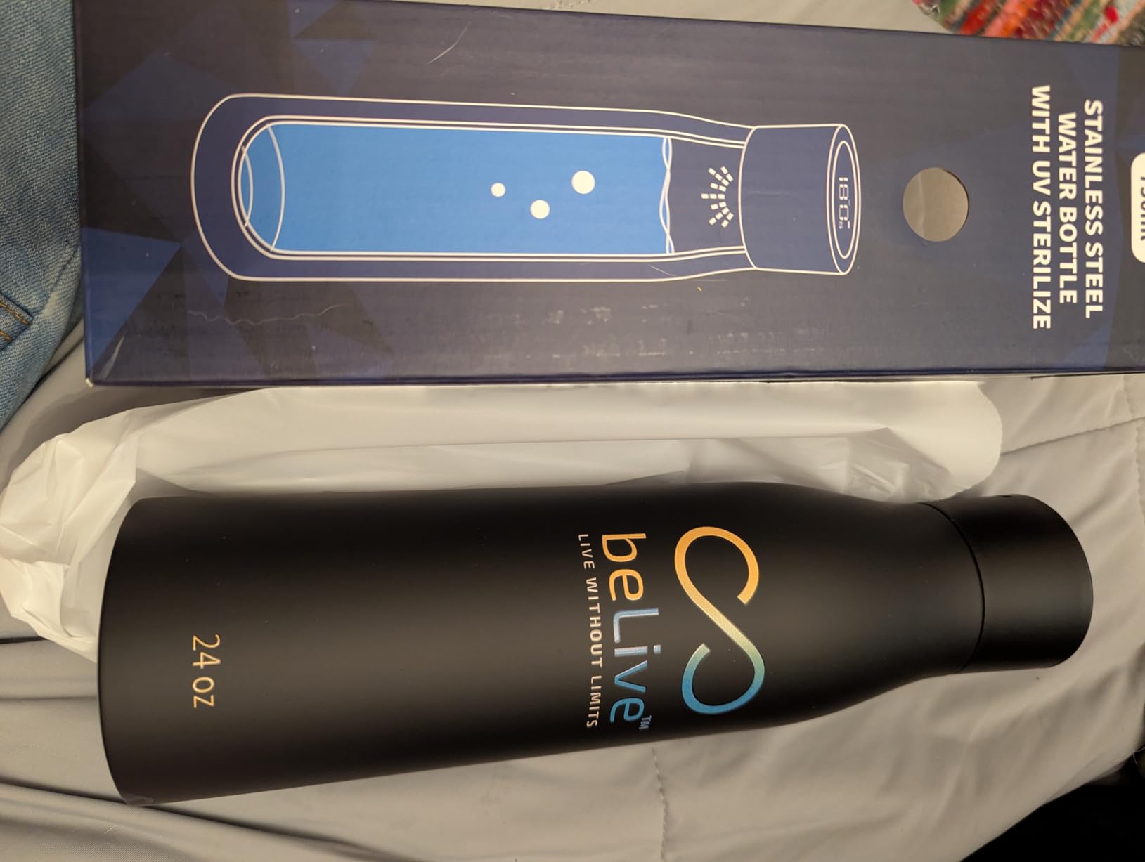 BeLive Smart Water Bottle 24oz - UV-C Self Cleaning, Temperature Display, Hydration Reminder, USB-C Rechargeable, Insulated Stainless Steel customer photo 2