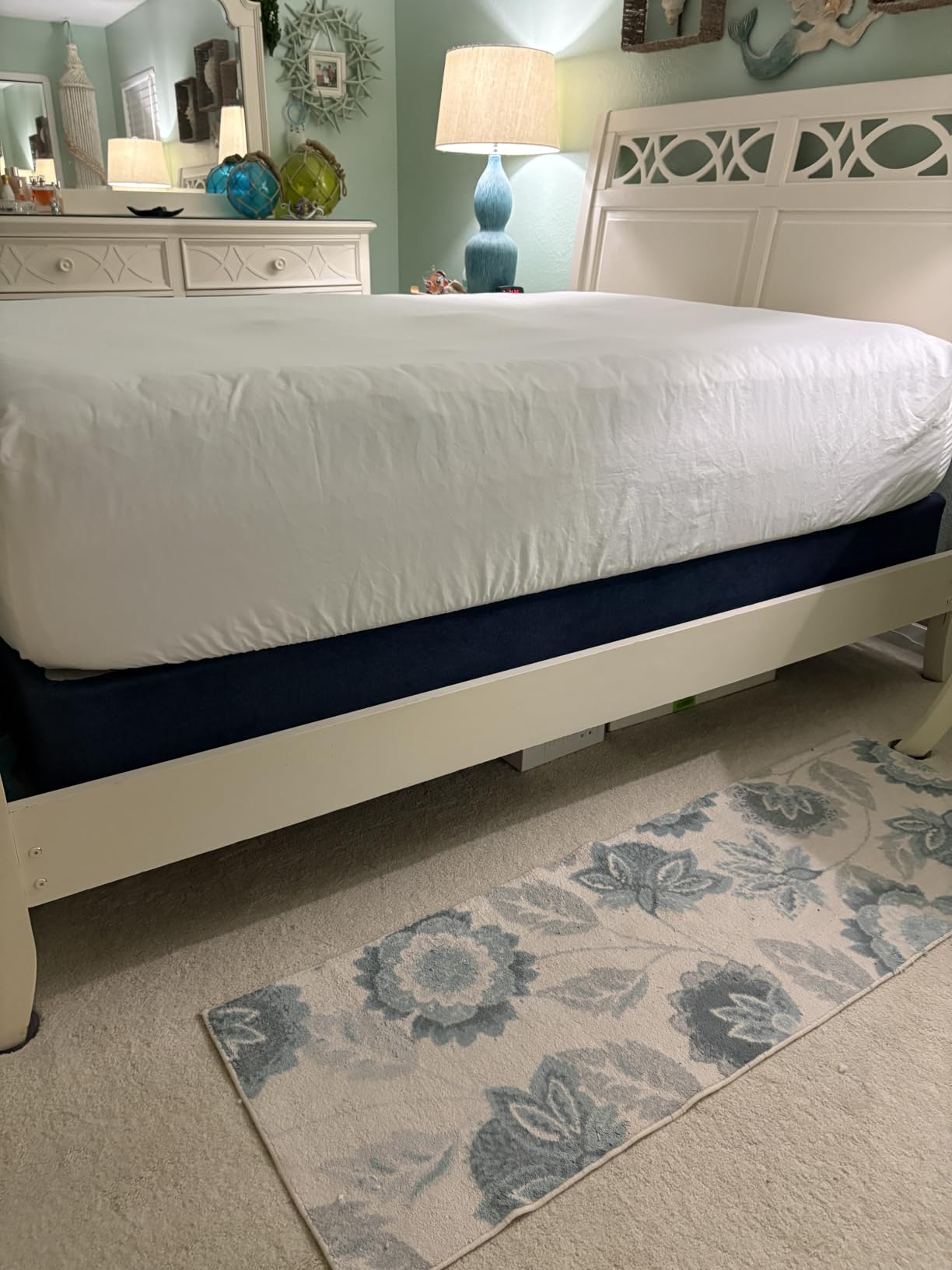 WhatsBedding 5 Inch Queen Mattress Topper Breathable Bamboo Viscose Air Layer, Memory Foam Mattress Topper Queen Size Blue customer photo 2