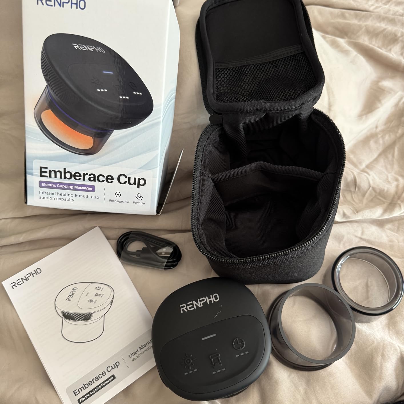 RENPHO Emberace Cup Smart Cupping Massager with 850nm Infrared Heating and 3 Suction Levels up to -55KPa, Rechargeable Multi-Device Sync, 70 min Runtime, 3 Heads & Storage Pouch, Gifts for Men Women customer photo 2