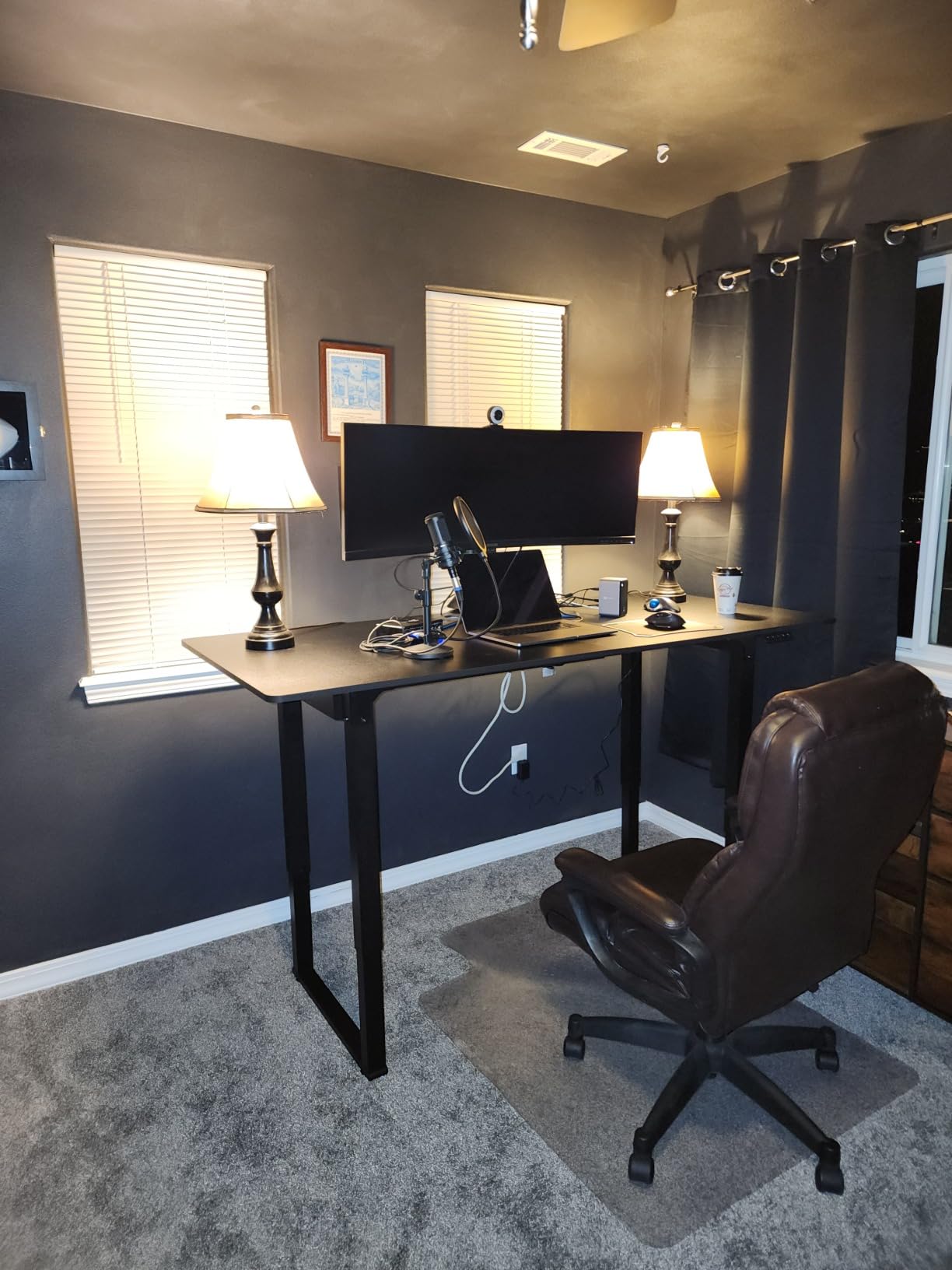 FLEXISPOT 4 Legs Standing Desk 63 x 28 Inch Electric Adjustable Height with Splice Board Home Office Sit Stand Up Desk, Black Top + Black Frame customer photo 2