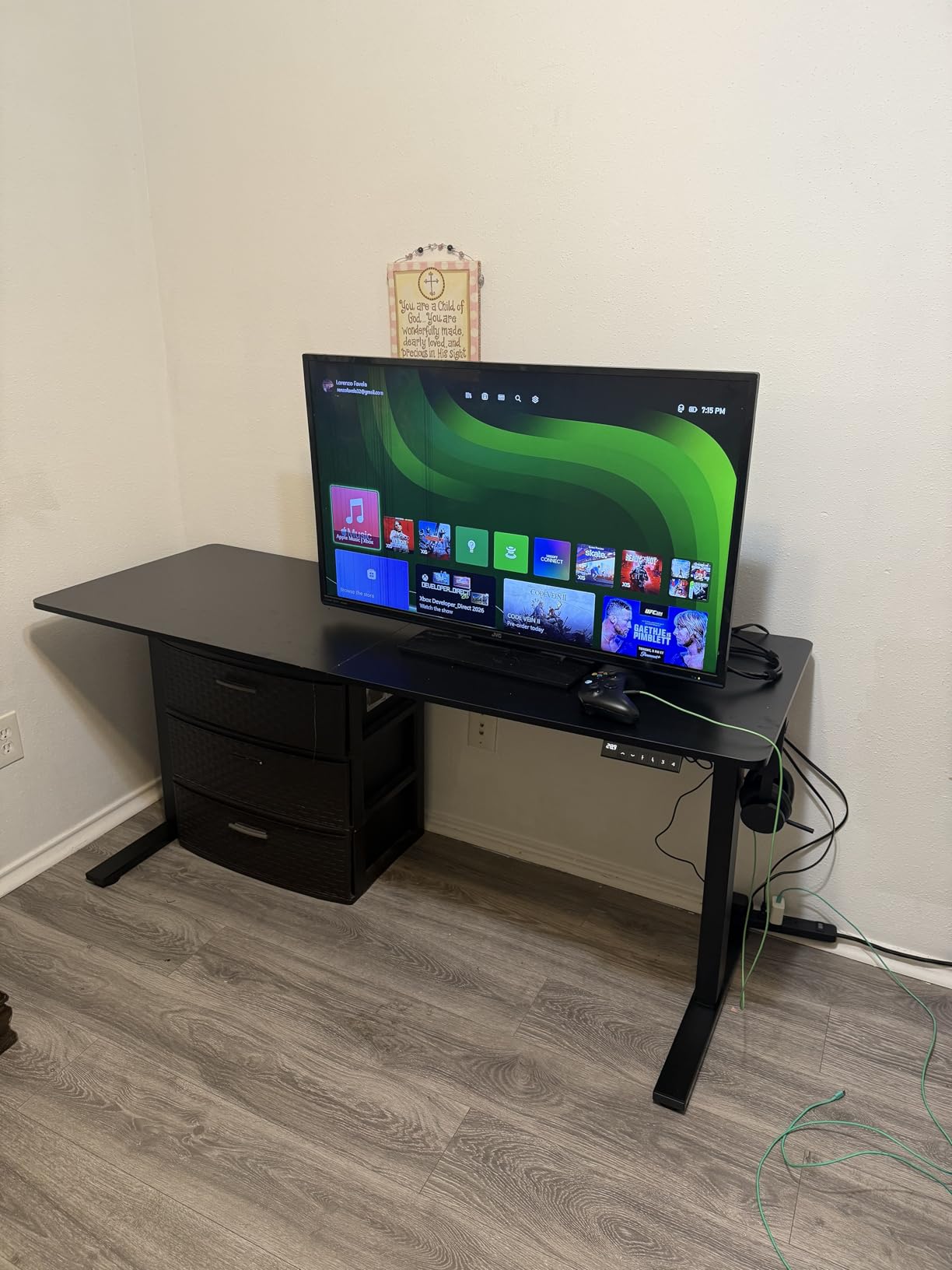 SANODESK Dual Motor Electric Standing Desk 79 x 32 Inches, Height Adjustable Sit Stand Desk with Large Splice Board for Home Office, Computer Workstation, Study & Gaming, Black Frame/Black Walnut Top customer photo 2