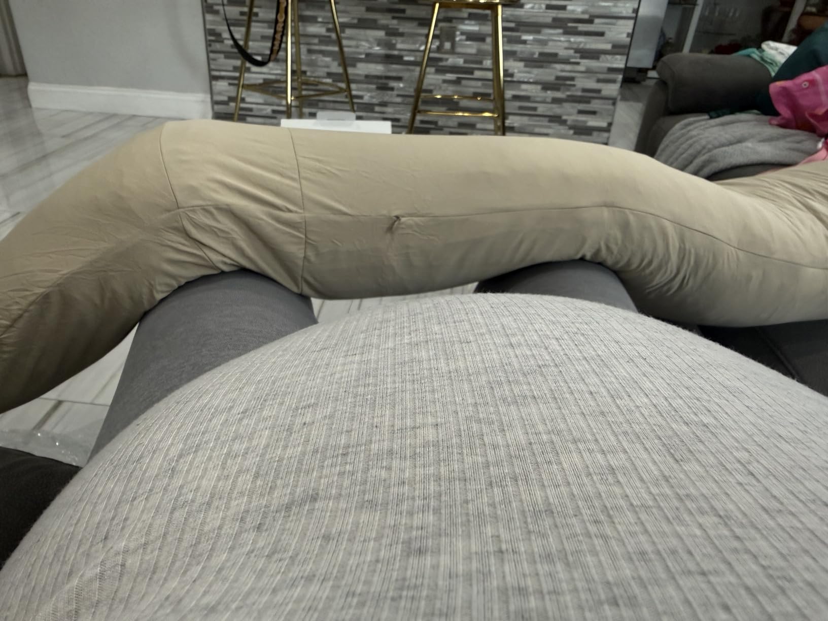 Frida Mom Full Body Support Pregnancy Pillow, Cooling Pregnancy Pillow, Wraps Around for All Over Support, Extended Length to Support from Head to Toe, Easy to Clean, Compact Storage Bag, Taupe customer photo 2