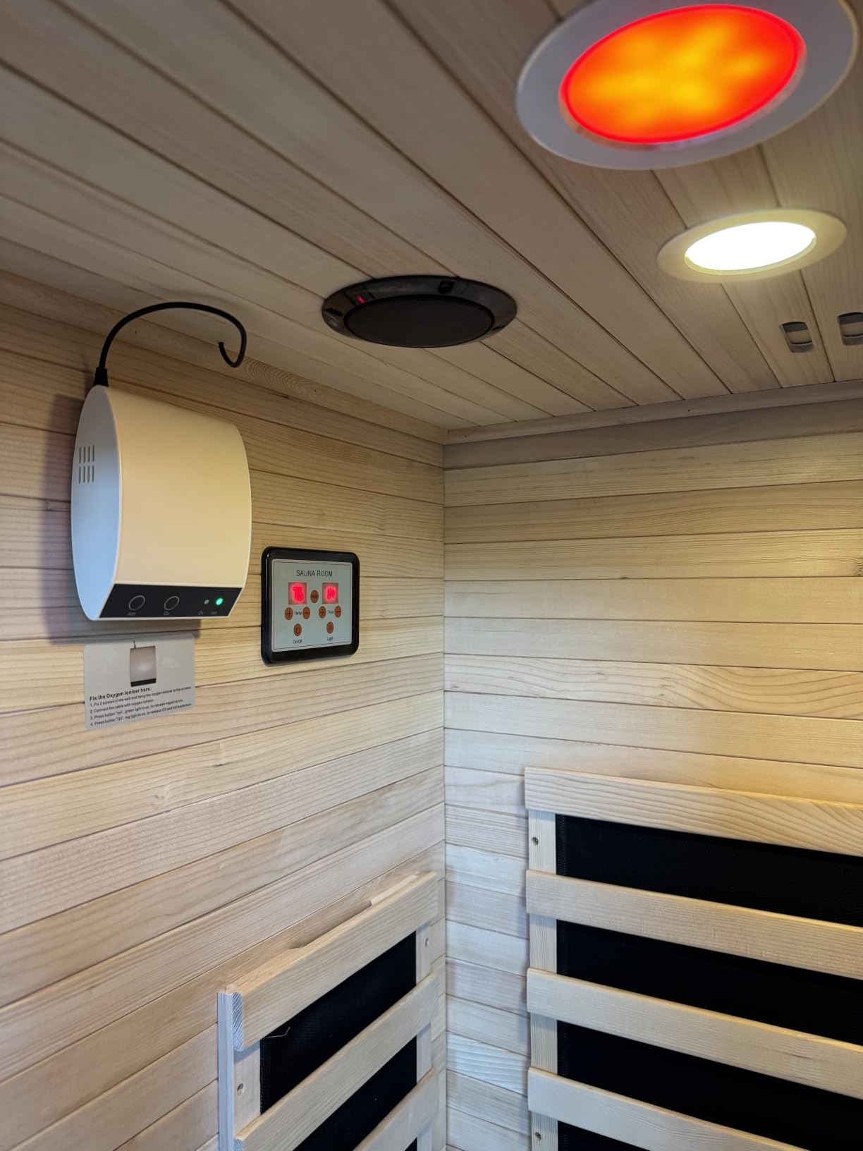 Aoxun Outdoor Barrel Sauna, 4-6 Person Tradition Wood Dry & Steam Sauna with Sauna Stone, 220V/6KW Electric Heater customer photo 1