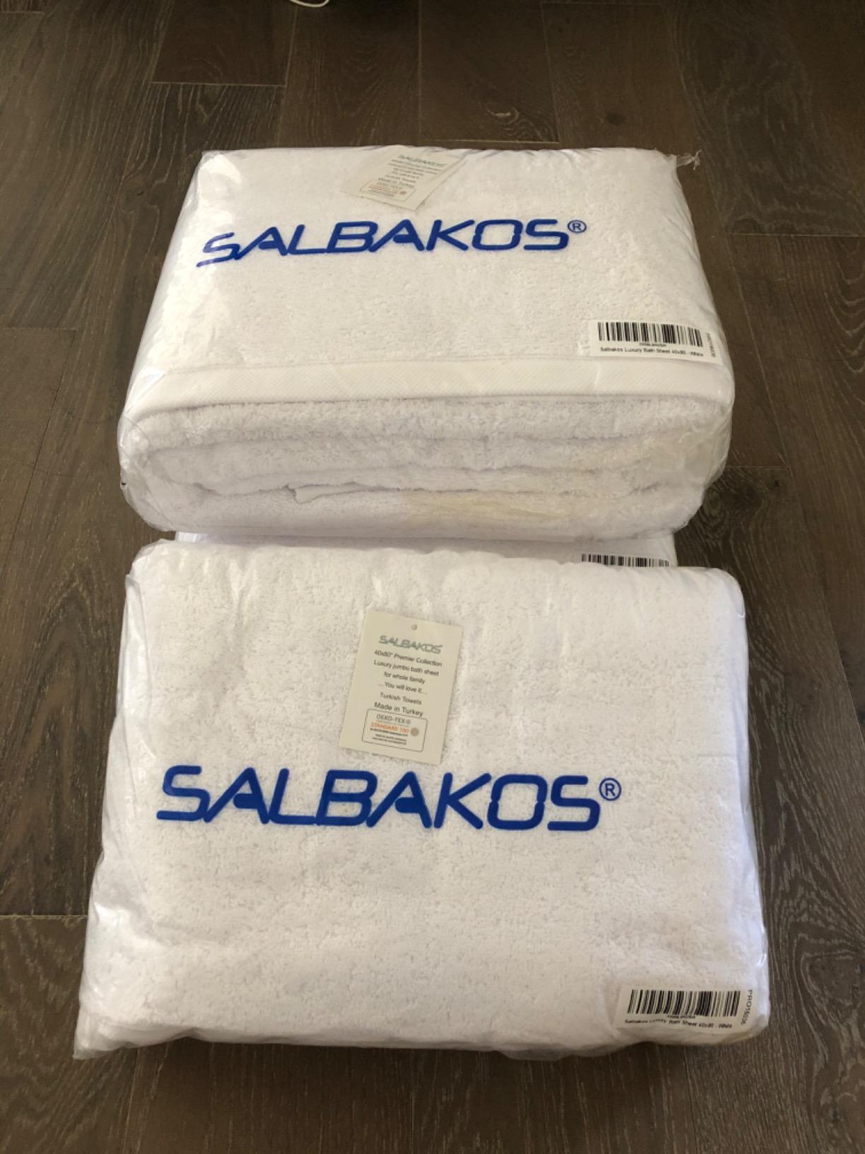SALBAKOS Luxury 100% Turkish Cotton Bath Sheets 40x80 in (1-Piece, White) | Extra Large Jumbo Oversized Bathroom and Beach Towel, Super Soft Highly Absorbent Thick Premium Hotel Quality, Made in Turkey customer photo 2