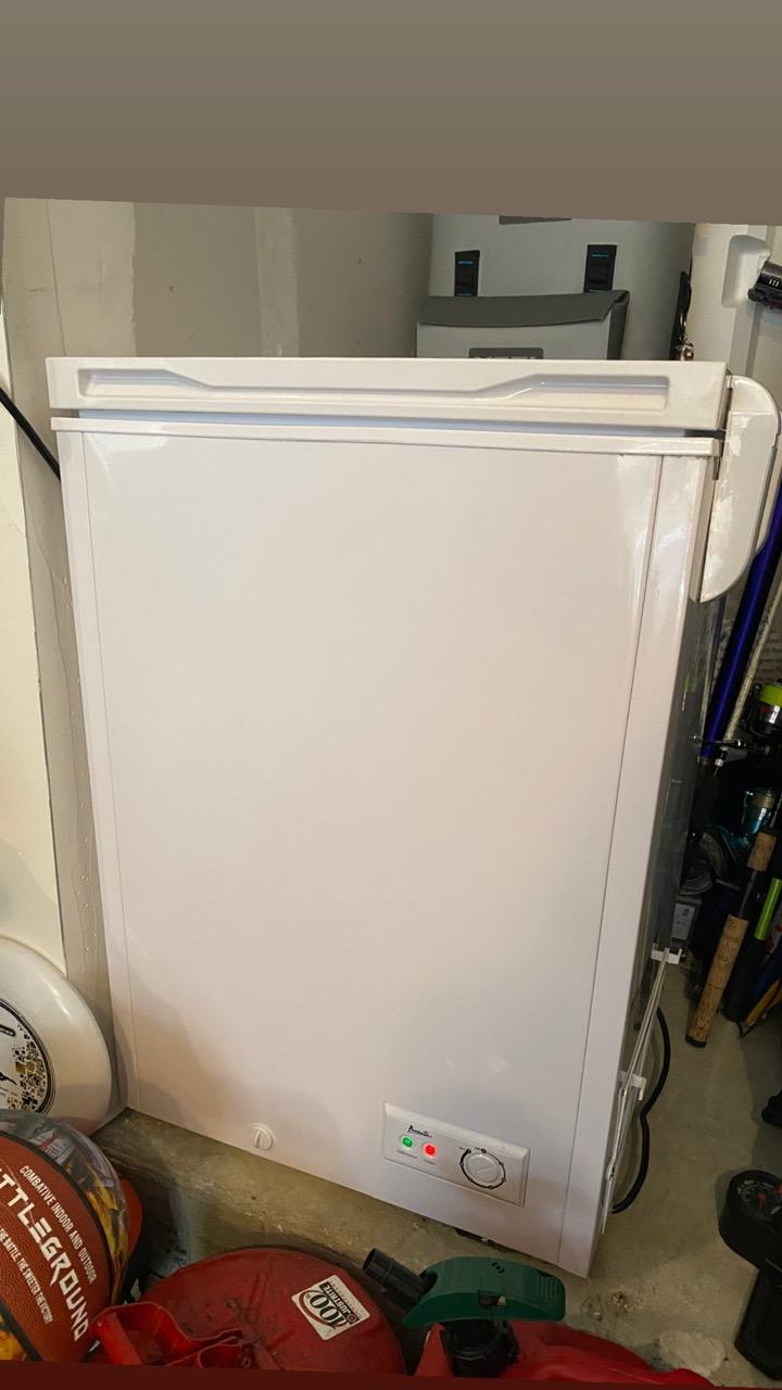 Avanti 3.5 Cu. Ft. Garage Ready Chest Freezer with Removable Storage Basket, External Temperature Control, Manual Defrost, Power Indicator Light, White customer photo 1