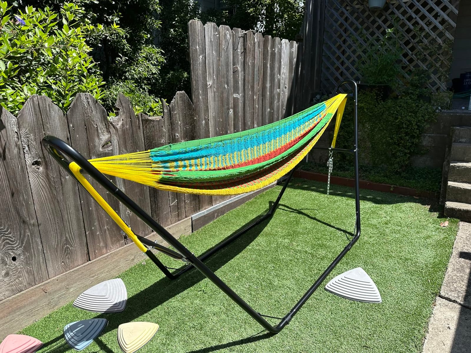 Sunnydaze Heavy-Duty Hammock Stand for Outside, 550 lb Capacity, Black | Rust-Resistant Steel Metal Double Hammock Frame, Fits 9-14 ft Hammocks, Tool-Free Setup, Chains & Hooks Included, 2 Person customer photo 1