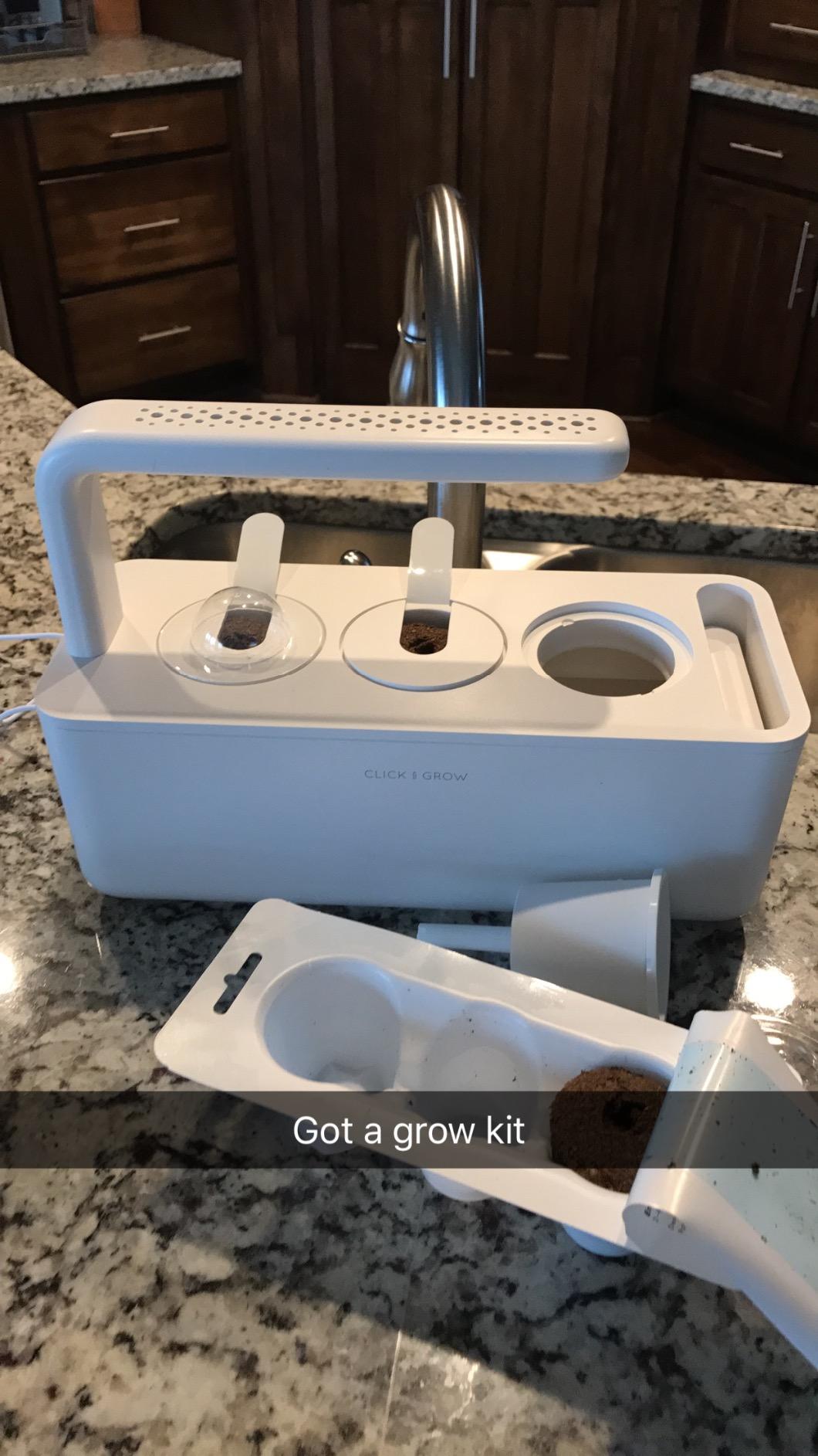 Click & Grow Indoor Herb Garden Kit with Grow Light | Smart Garden for Home Kitchen Windowsill | Easier Than Hydroponics Growing System | Vegetable Gardening Starter (3 Basil Pods Included), White customer photo 2