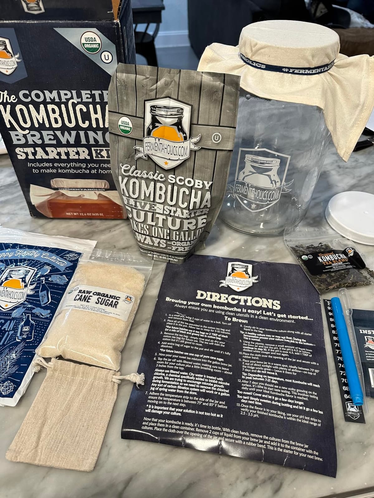 Fermentaholics Kombucha Brewing Starter Kit - USDA Certified Organic SCOBY & Tea, Complete Home Kombucha Making Kit with Culture, Kosher Certified customer photo 2