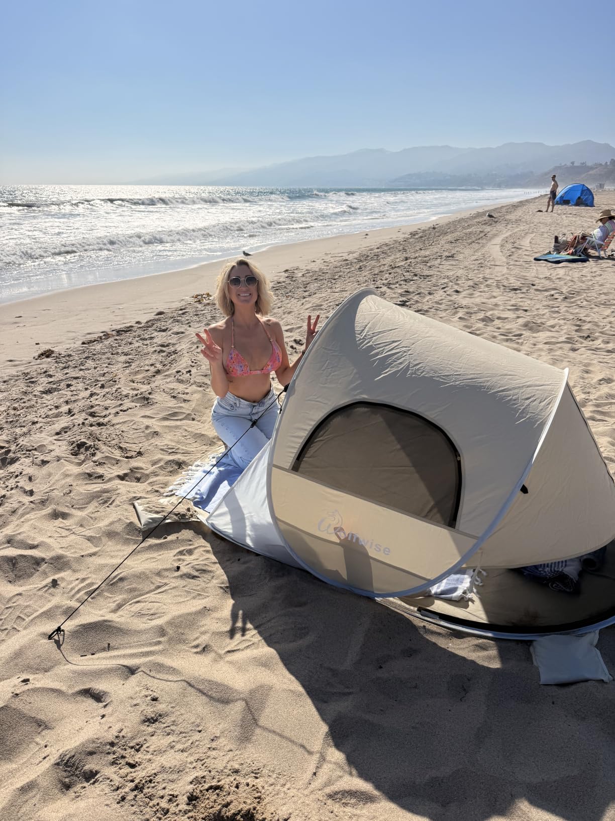 Wolfwise Pop up Beach Tent Sun Shelter with UPF50+ UV Protection, Instant Easy Setup Popup Beach Shade Canopy for 3 Person, Portable & Foldable with Carrying Bag, 87 x 57 x 47 in, Blue customer photo 1