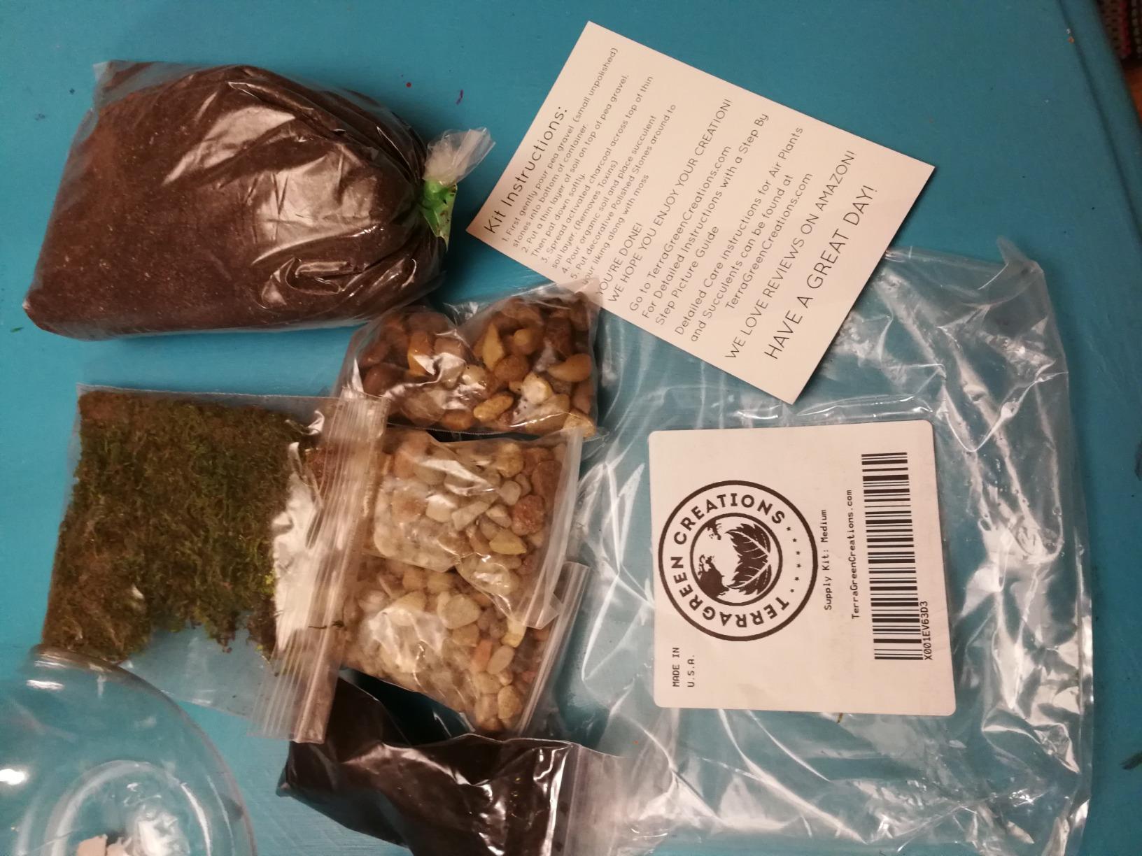 Succulent Planter Kit - Terrarium Kit with Succulent Soil, Gravel, Pebble, Moss customer photo 2