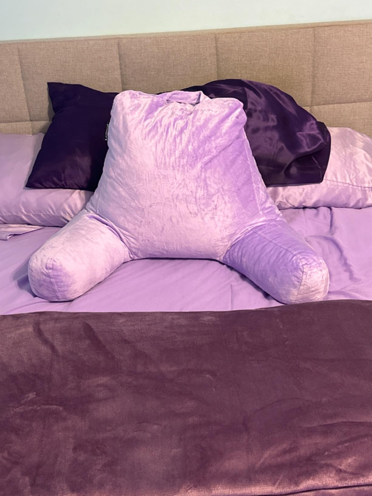 Milliard Reading Pillow with Arms, Grey, Shredded Memory Foam Back Pillow for Bed Sitting Up - Sit Up Backrest Support for Reading & Rest Bed - Washable Cover, Adjustable Comfort, CertiPUR Certified customer photo 2