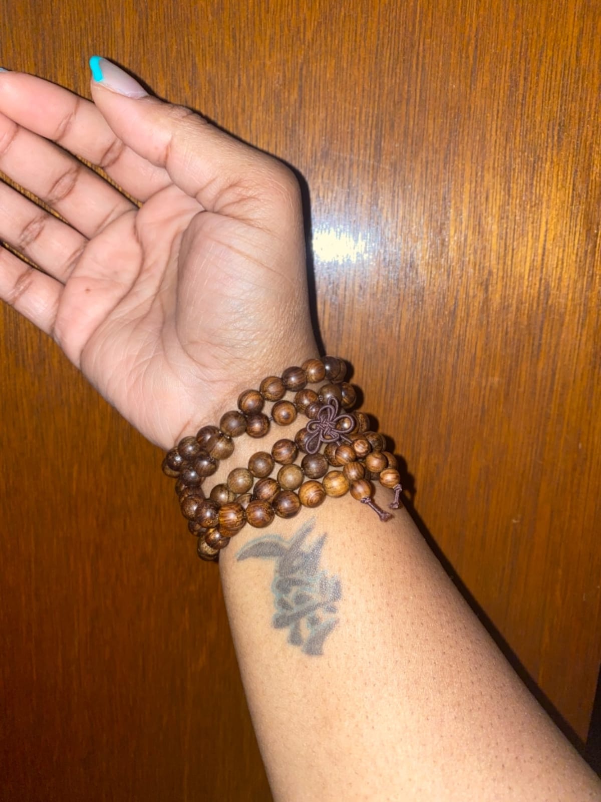 Mala Beads Bracelet 108 8mm Prayer Meditation Sandalwood Elastic customer photo 2