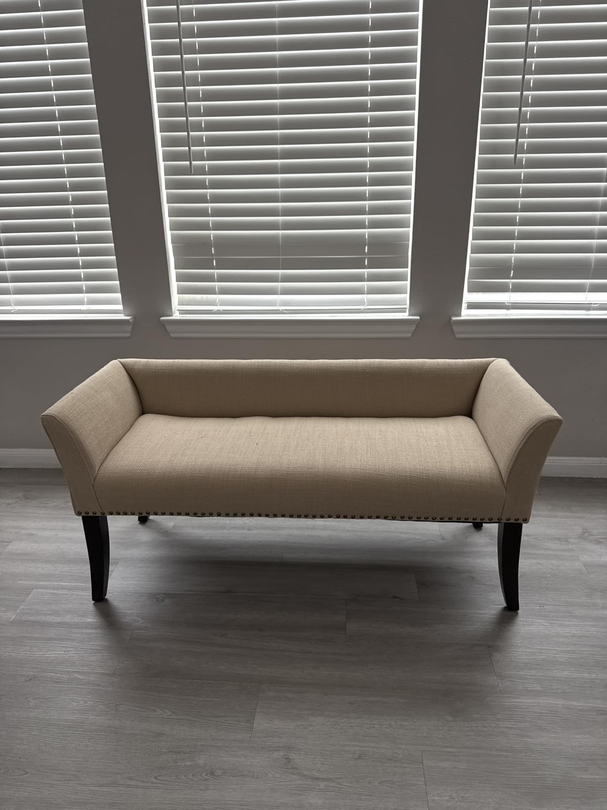 Madison Park Accent Bench, Upholstered with Nailhead Trim, & Padded Seat Entryway Bench Small, End of Bed Bench with Back, 49.5