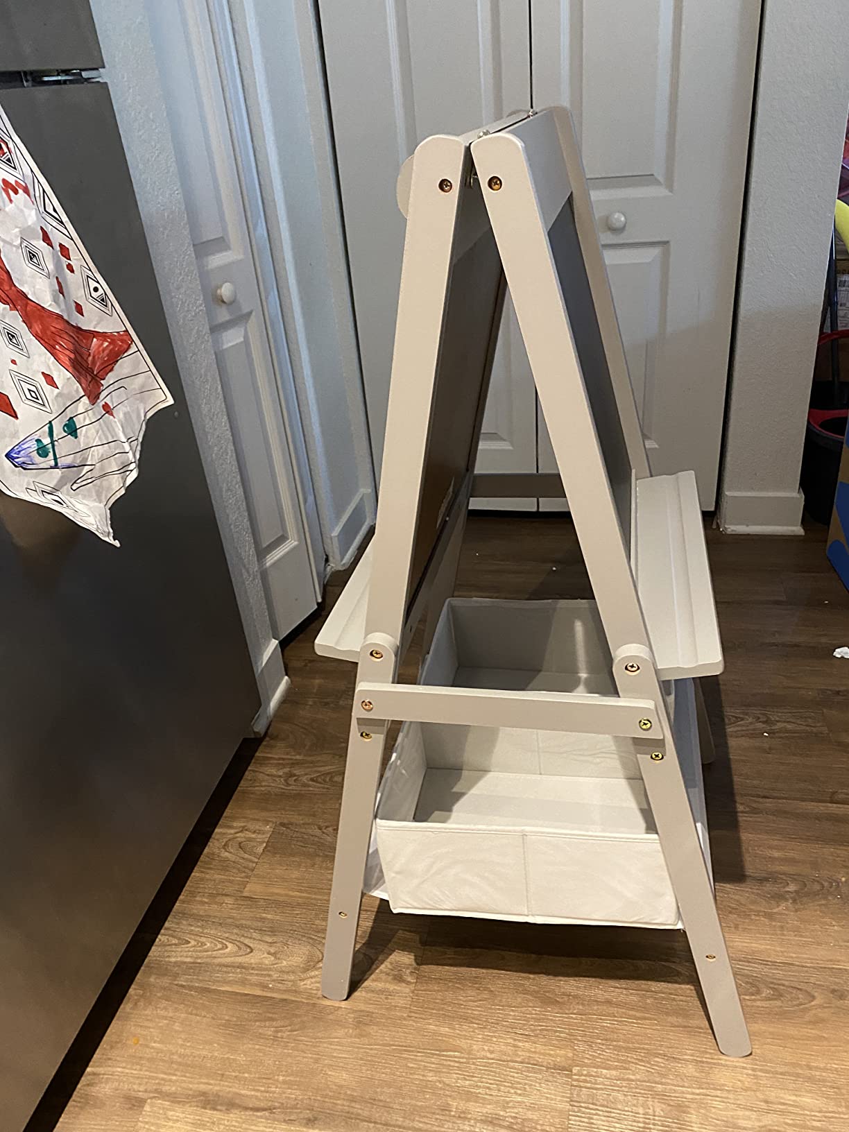 Delta Children MySize Kids Double-Sided Storage Easel - Ideal for Arts & Crafts, Drawing, Homeschooling and More - Greenguard Gold Certified, Grey customer photo 1