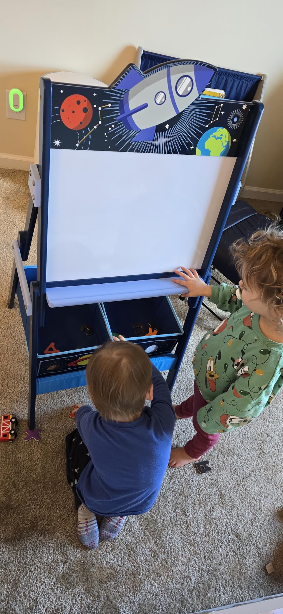 Delta Children MySize Kids Double-Sided Storage Easel - Ideal for Arts & Crafts, Drawing, Homeschooling and More - Greenguard Gold Certified, Grey customer photo 2