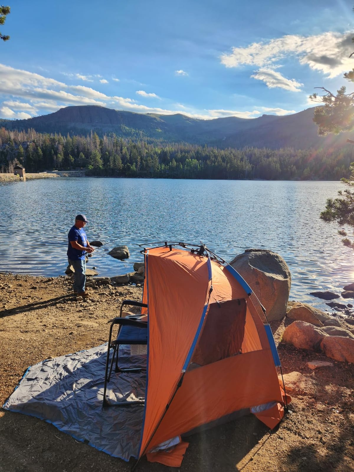 X-Large 4-Person UV Beach Tent with 6 Sand Pockets, Orange | Quick setup shade includes a carrying bag, stakes and weighted corners for windy days, fishing trips, hiking and camping customer photo 2