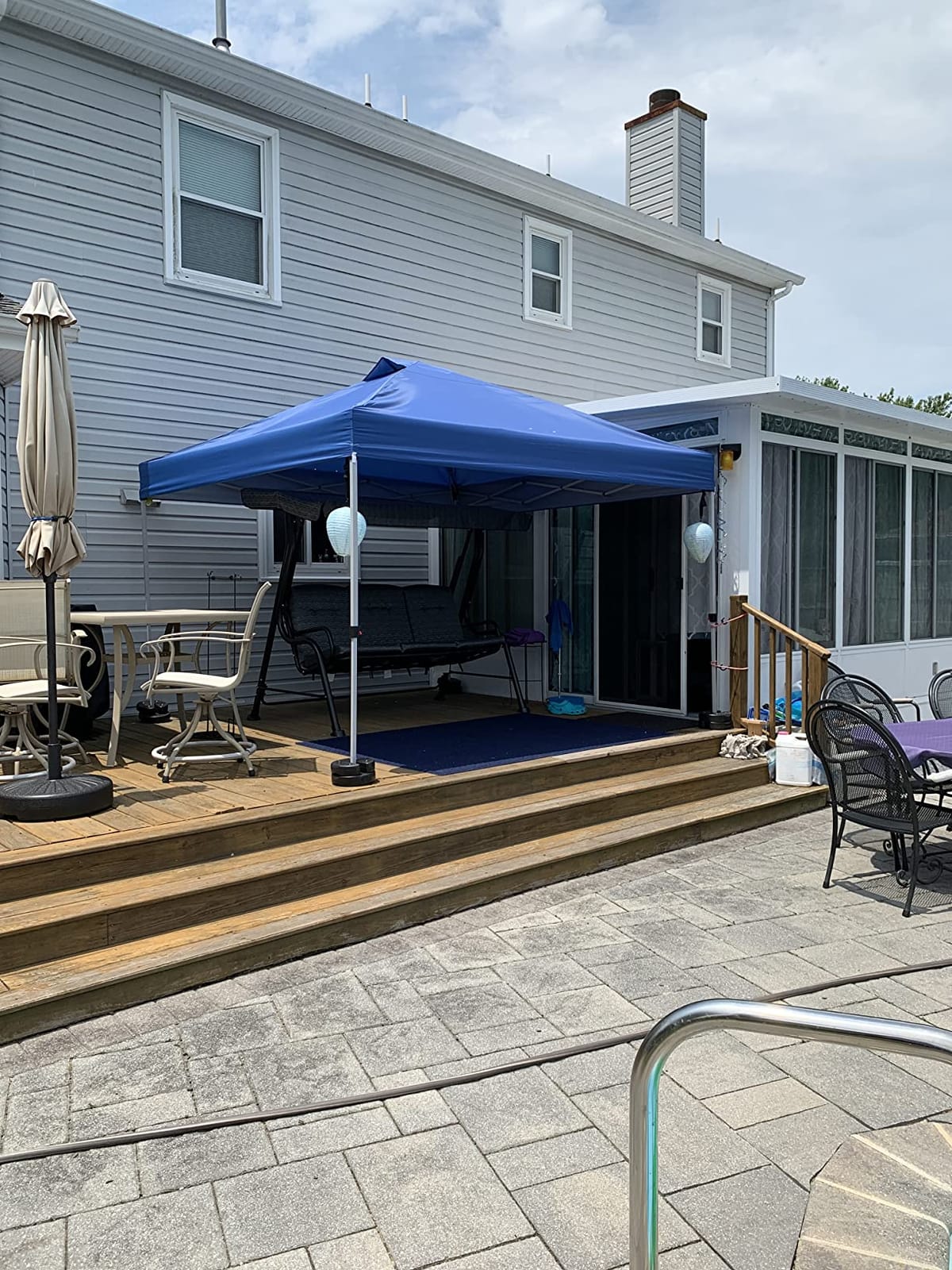 CROWN SHADES 10x10 Pop Up Canopy Tent with One Push Setup, Gird White | Patented CenterLok, Easy Outdoor Sun Shade for Events, Parties, Camping - Gazebo with STO-N-Go Cover Bag, Silver-Coated Top customer photo 1