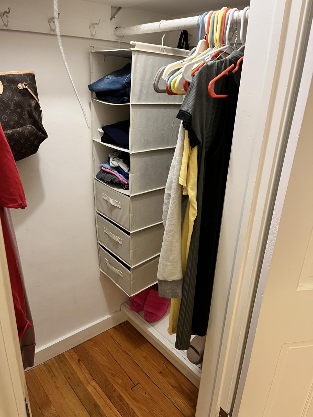 MAX Houser 6 Tier Shelf Hanging Closet Organizer, Closet Hanging Shelf with 2 Sturdy Hooks for Storage, Foldable (Grey) customer photo 1