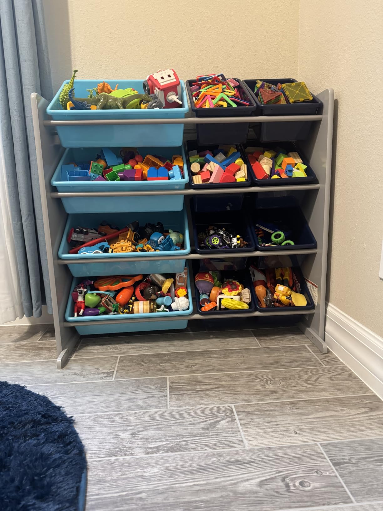 Delta Children Kids Toy Storage Organizer with 12 Plastic Bins - Greenguard Gold Certified, Grey/Blue customer photo 2