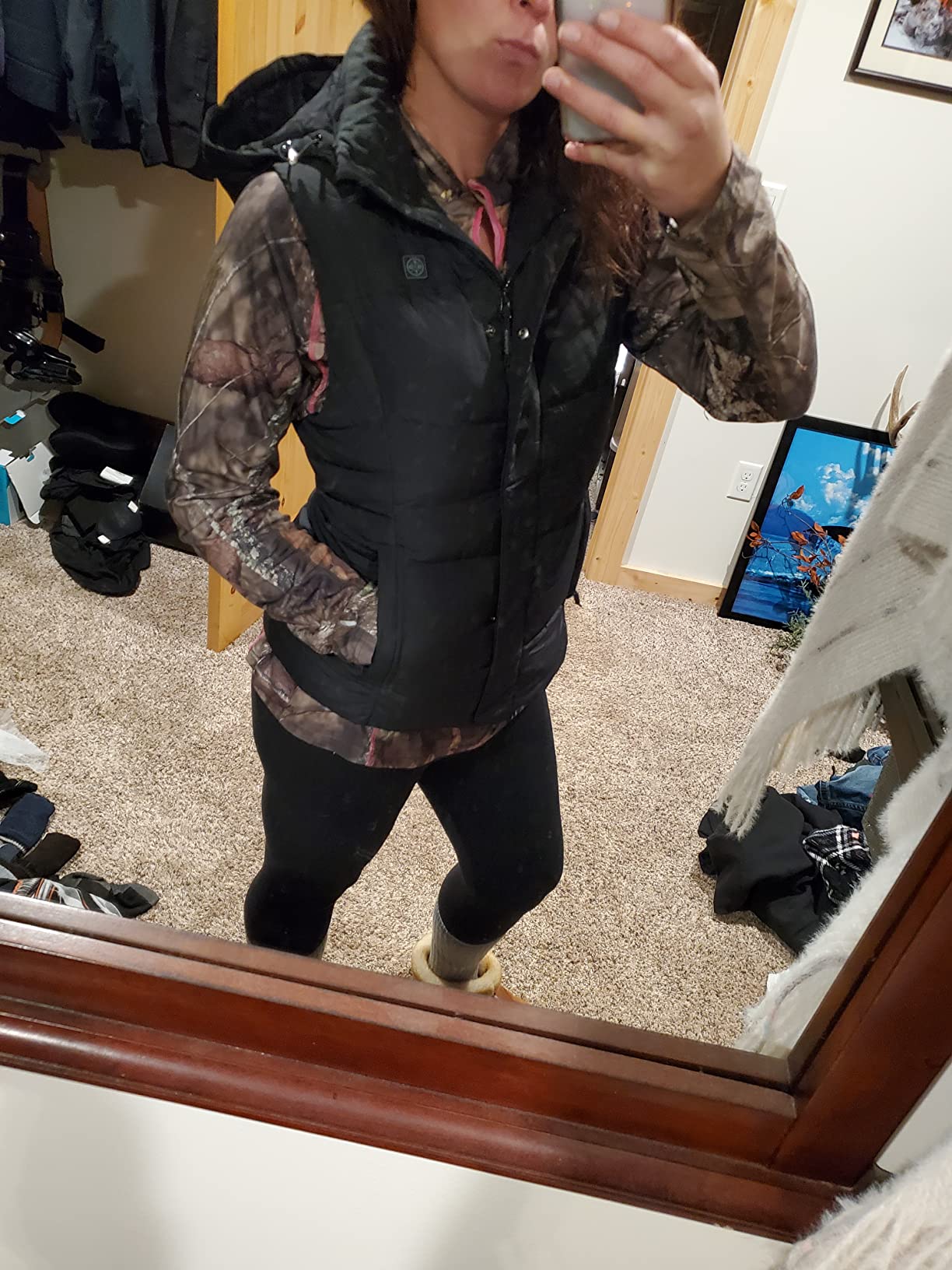 Women's 800-Fill Heated Down Vest with Detachable Hood and Battery | 4 heating zones, water-repellent finish, RDS down, detachable hood, two-way YKK zipper customer photo 1
