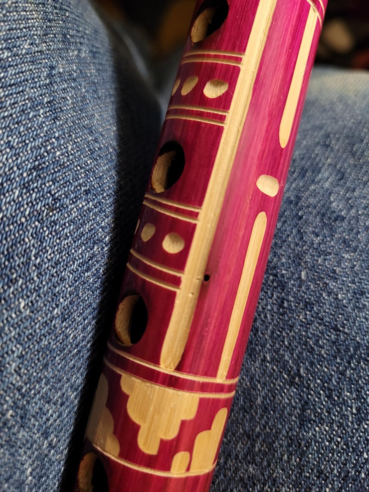 Spirit of Nature Handmade Bamboo Flute, Colorful Peruvian Wind Instrument with Hand Painted Nature Design, Recorder Style for Beginners (Large - Tan) customer photo 1