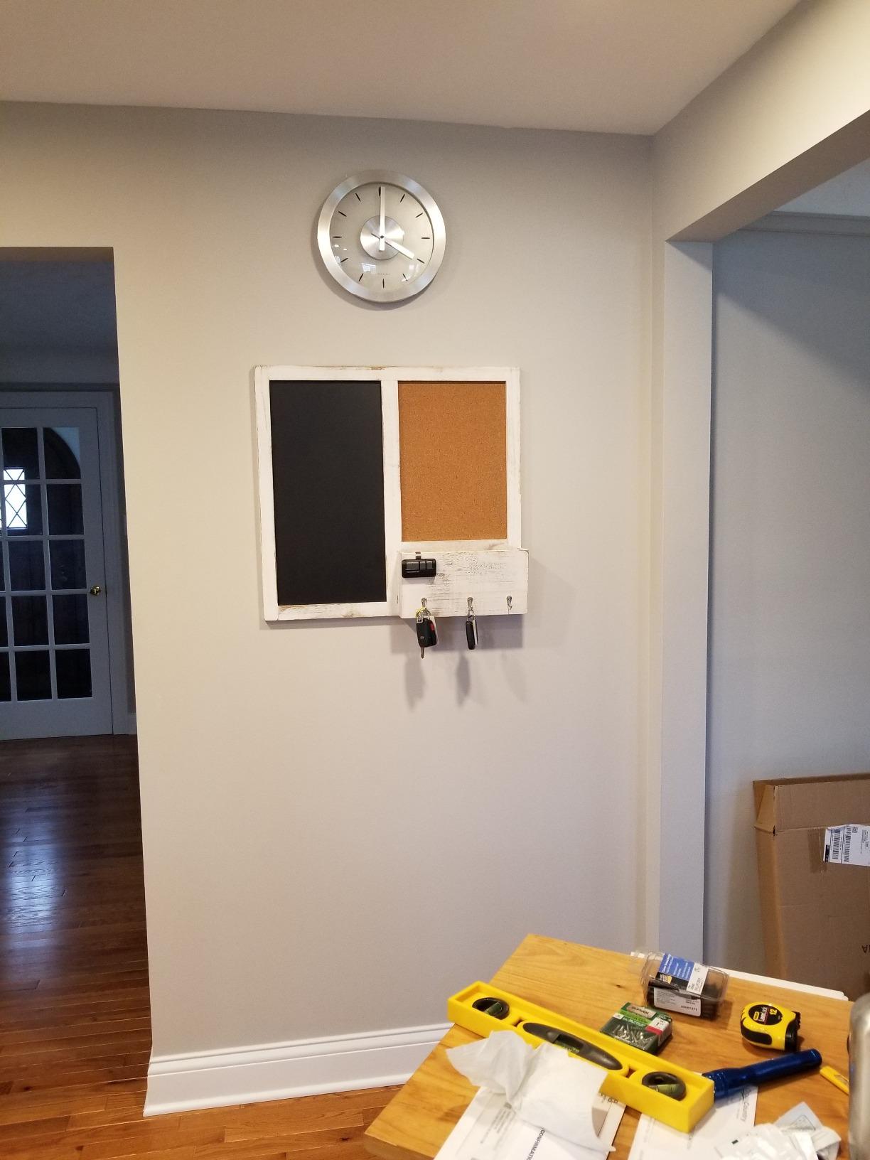 MyGift Rustic Dark Brown Wood Wall-Mounted Chalkboard with Cork Board, Mail Sorter, & Key Hooks customer photo 1