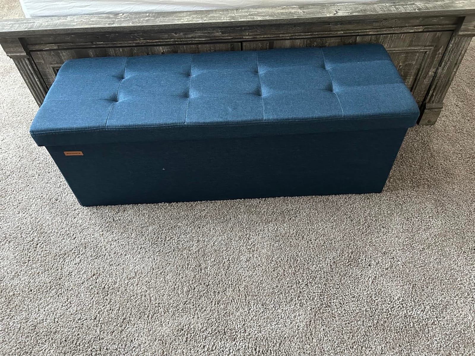 SONGMICS MAZIE Collection - 30 Inches Folding Storage Ottoman Bench, Ottoman Foot Rest, End of Bed Bench, Storage Chest, Load 660 lb, for Living Room, Bedroom, Entryway, Dark Gray ULSF47K customer photo 2