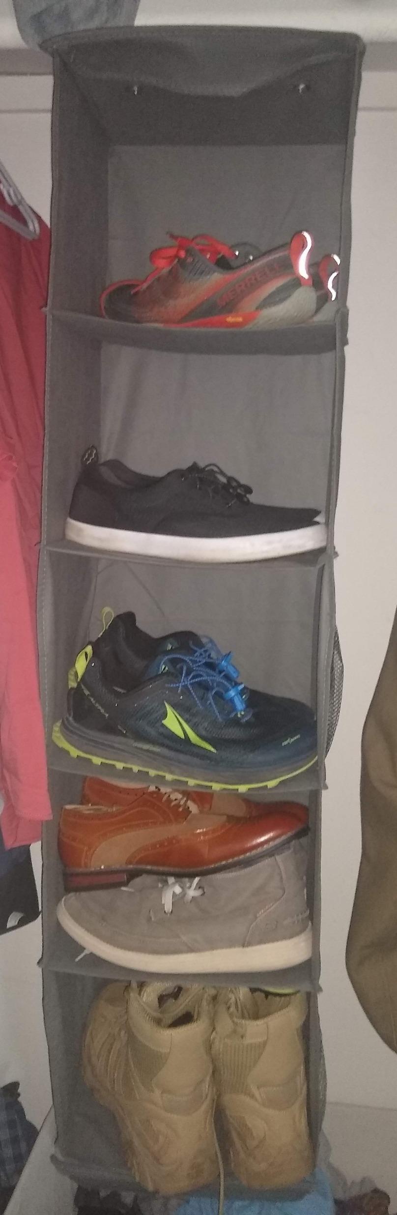 Amazon Basics 6-Tier Hanging Closet Shelf Organizer with Pockets, Grey customer photo 2