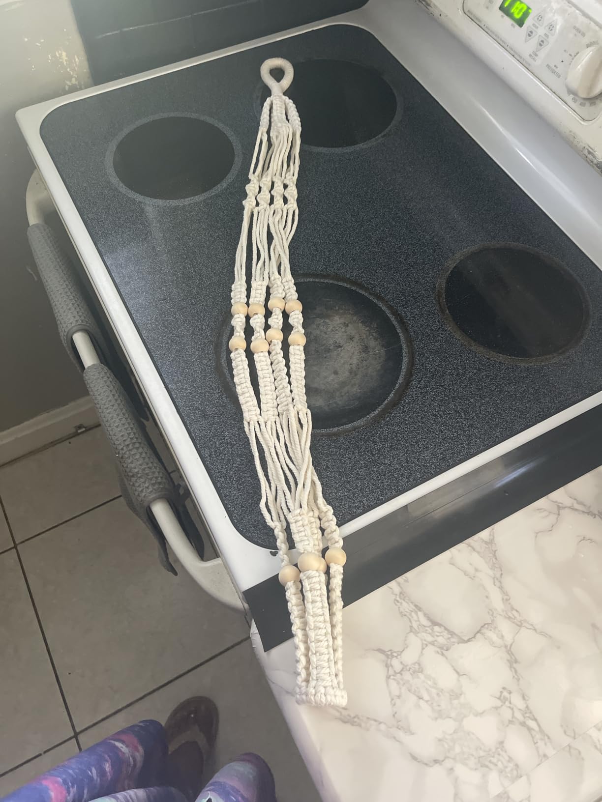 Mkono Macrame Plant Hanger Indoor Hanging Planter Basket with Wood Beads Decorative Flower Pot Holder No Tassels for Indoor Outdoor Boho Home Decor 35 Inch, Ivory, Set of 1 (POTS NOT Included) customer photo 1