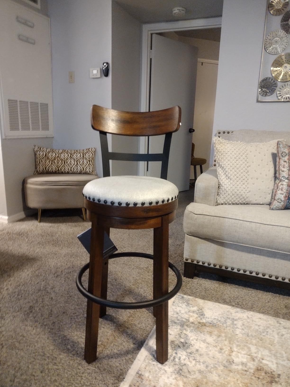 Signature Design by Ashley Valebeck Swivel Bar Stool with Back, 30 in customer photo 1