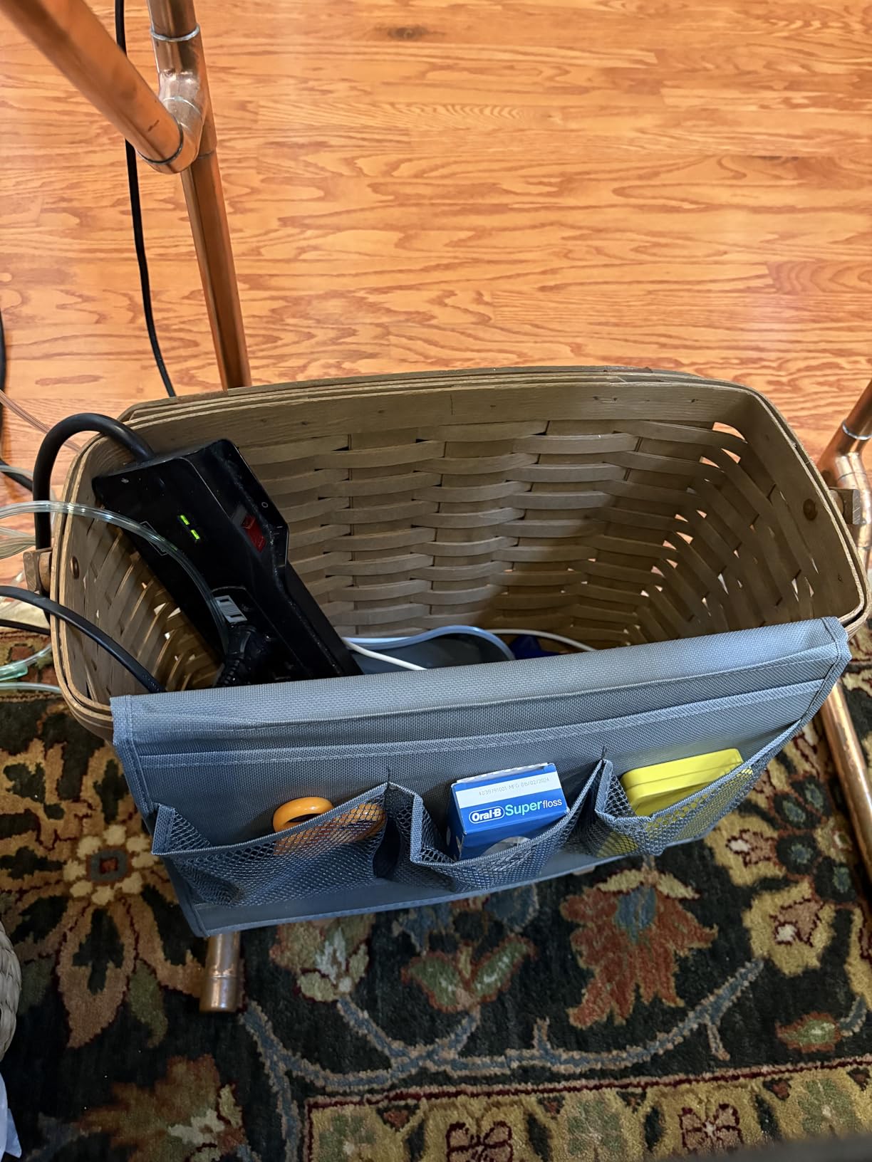 Bedside Storage Organizer, Bedside Caddy, Table Cabinet Storage Organizer, TV Remote Control, Phones, Magazines, Tablets, Accessories, Grey customer photo 1