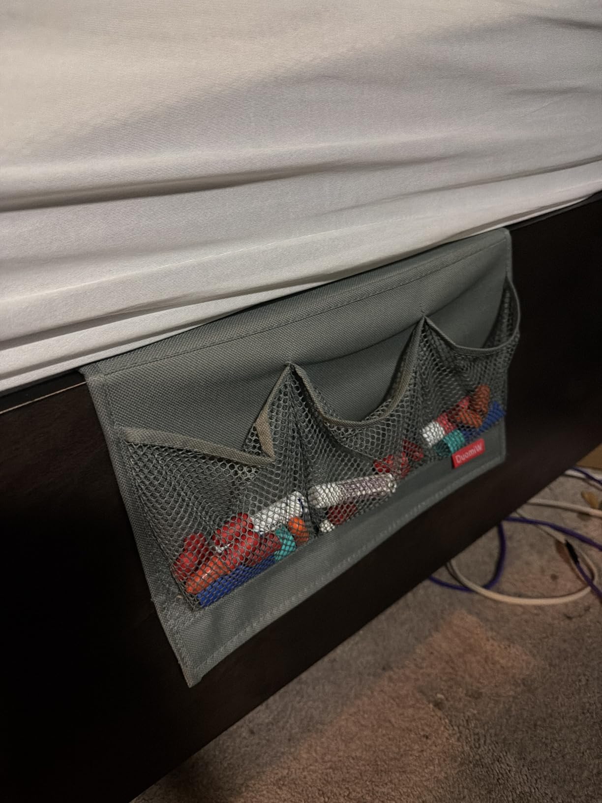 Bedside Storage Organizer, Bedside Caddy, Table Cabinet Storage Organizer, TV Remote Control, Phones, Magazines, Tablets, Accessories, Grey customer photo 2