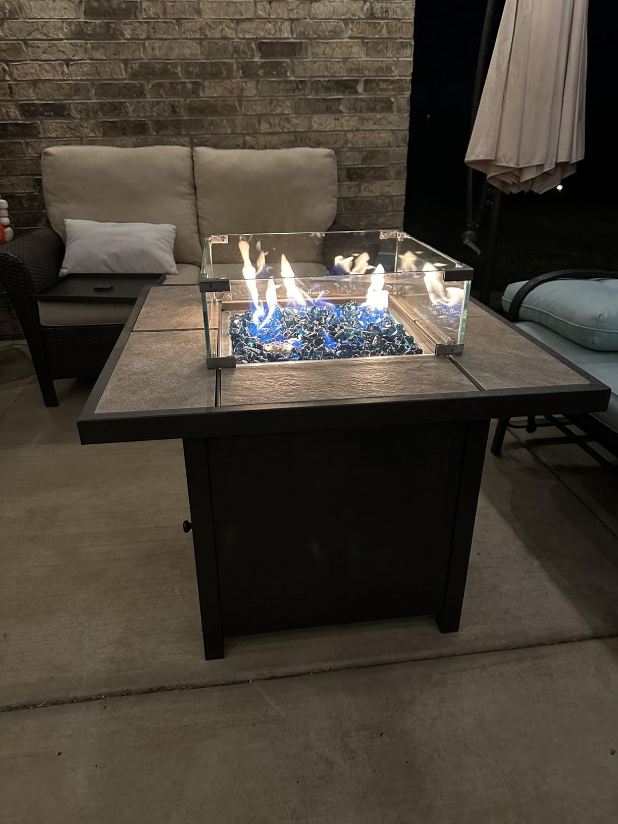 BALI OUTDOORS Propane Gas Fire Pit Table | 32 inch 50,000 BTU Square Gas Firepits for Outside customer photo 1
