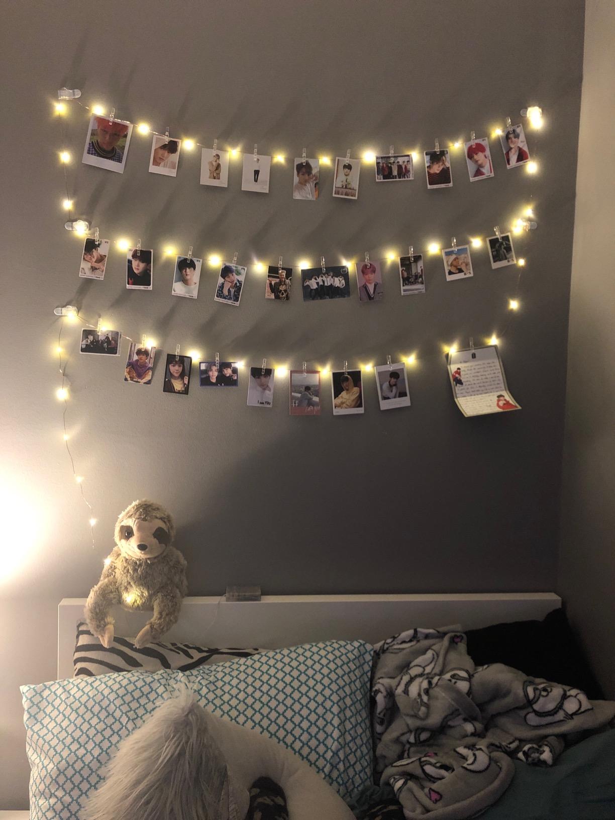 LECLSTAR Photo Clip String Lights 17Ft - 50 LED Fairy String Lights with 50 Clear Clips for Hanging Pictures, Photo String Lights with Clips - Perfect Dorm Bedroom Wall Decor Wedding Decorations customer photo 1