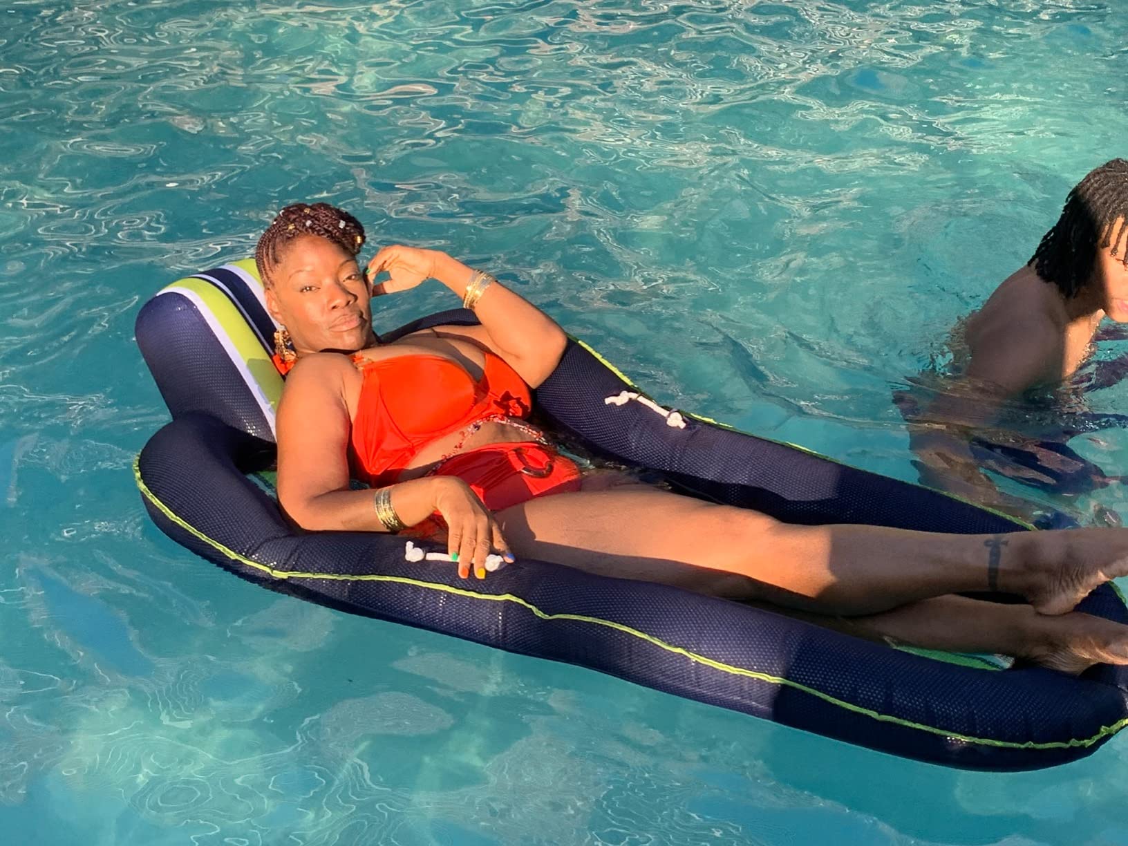 Aqua Luxury Water Pool Lounge - Extra Large - Inflatable Pool Floats for Adults with Headrest, Backrest, Footrest & Cupholder - Multiple Colors/Styles customer photo 1