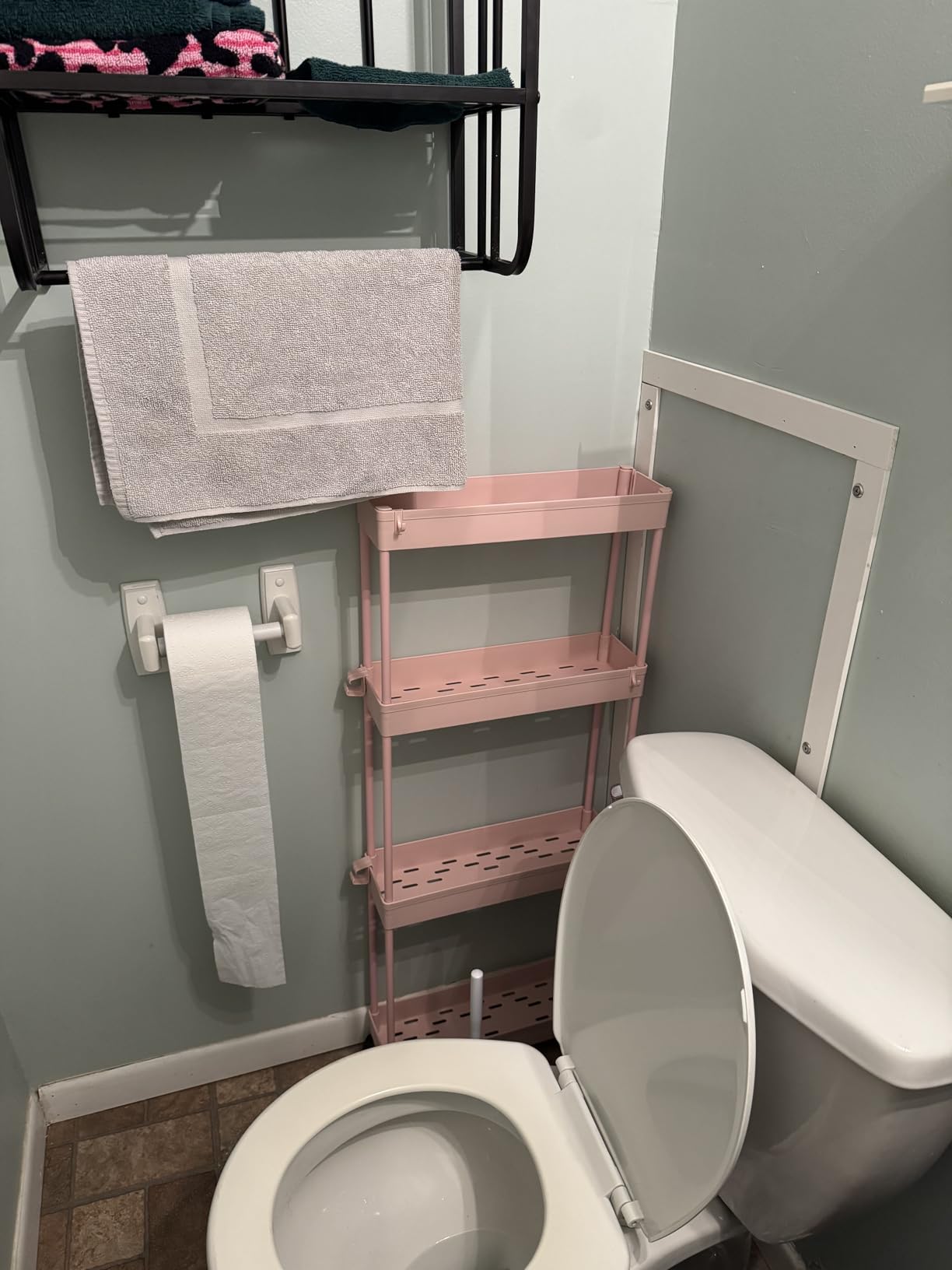 SPACEKEEPER Slim Rolling Storage Cart, 4 Tier Bathroom Cart Organizer, White | Narrow Rolling Cart with Wheels for Kitchen Office Bathroom Laundry Room,Mobile Utility Cart for Craft Art Makeup Nail Polish customer photo 2