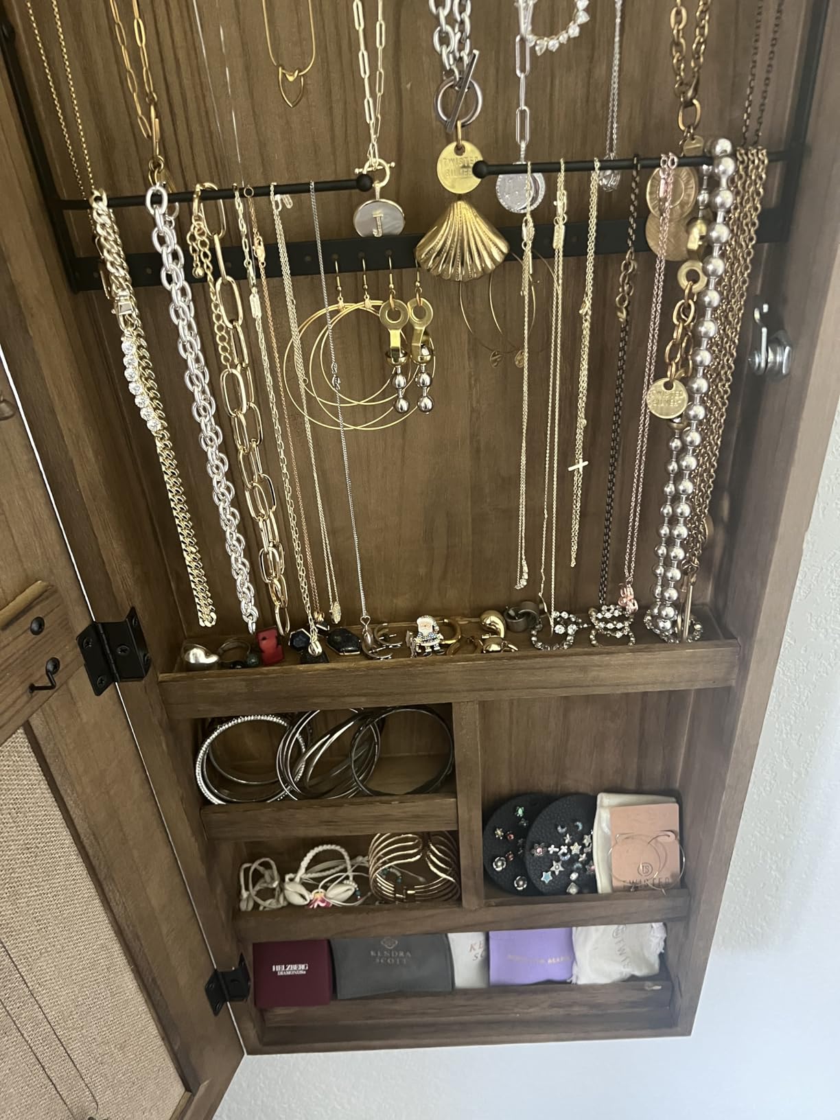 SRIWATANA Jewelry Cabinet with Mirror, Lockable Door, Carbonized Black | Space-Saving Wall & Door Mounted Solid Wood Jewelry Armoire; Large Capacity Organizer with Lockable Door for Jewelry customer photo 2