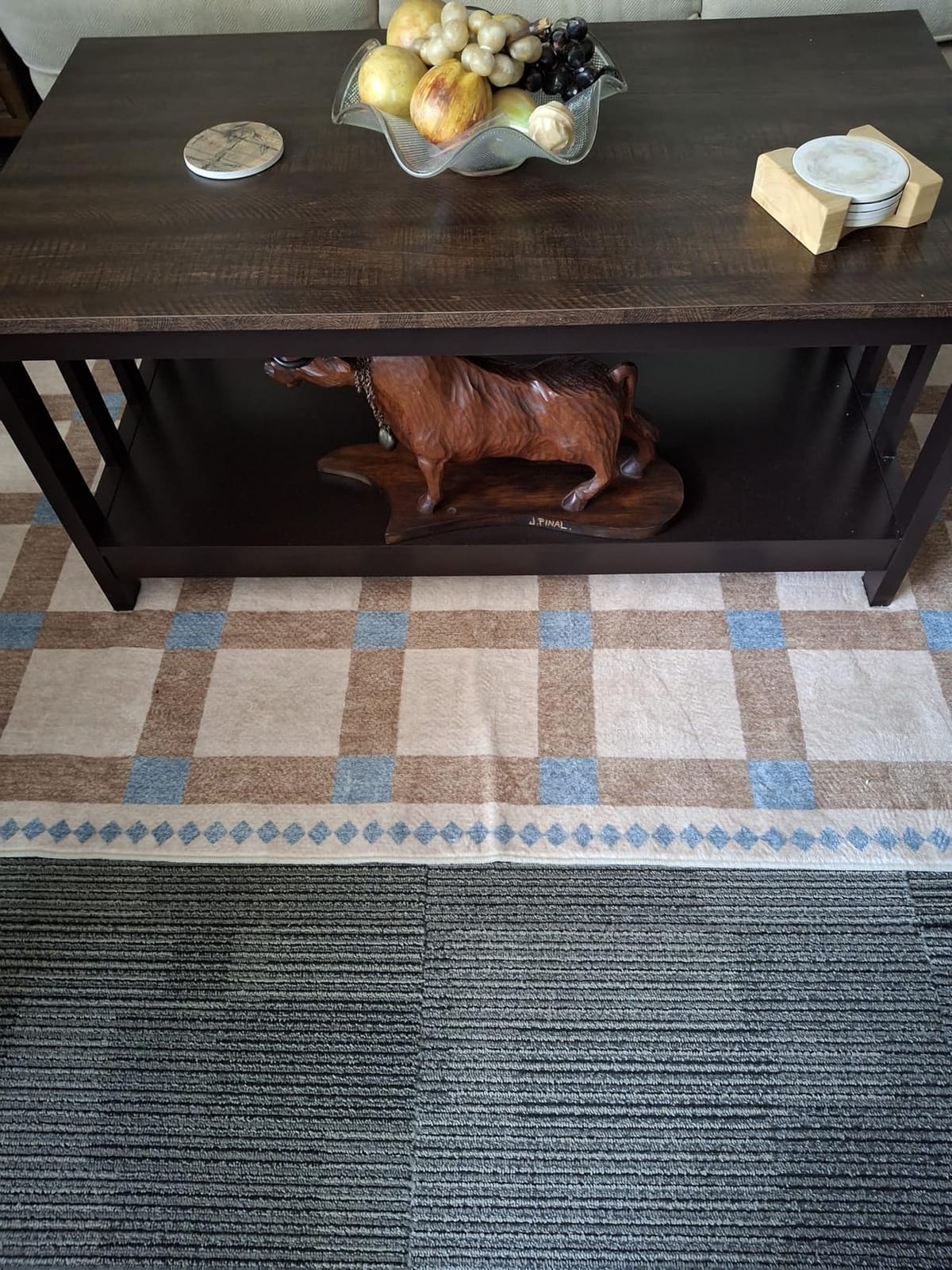 ChooChoo Mission Coffee Table, Black Wood Living Room Table with Shelf, 40 Black customer photo 2