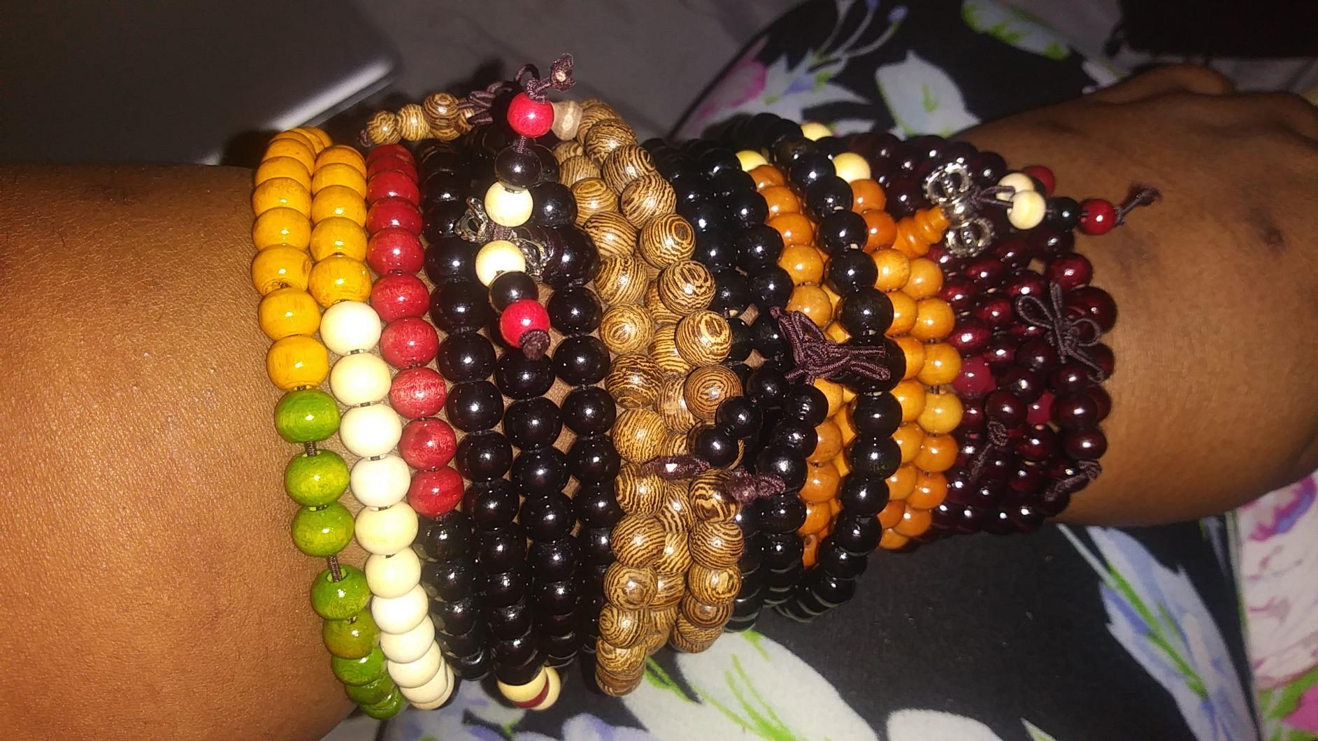 108 Mala Bead Bracelets 8MM Buddhist Prayer Sandalwood Wood Beaded Bracelet | Strand Necklace Elastic Handmade Multilayer Tibetan Buddha Link Wrist Bracelets Meditation Necklace Chain 12Pcs customer photo 2