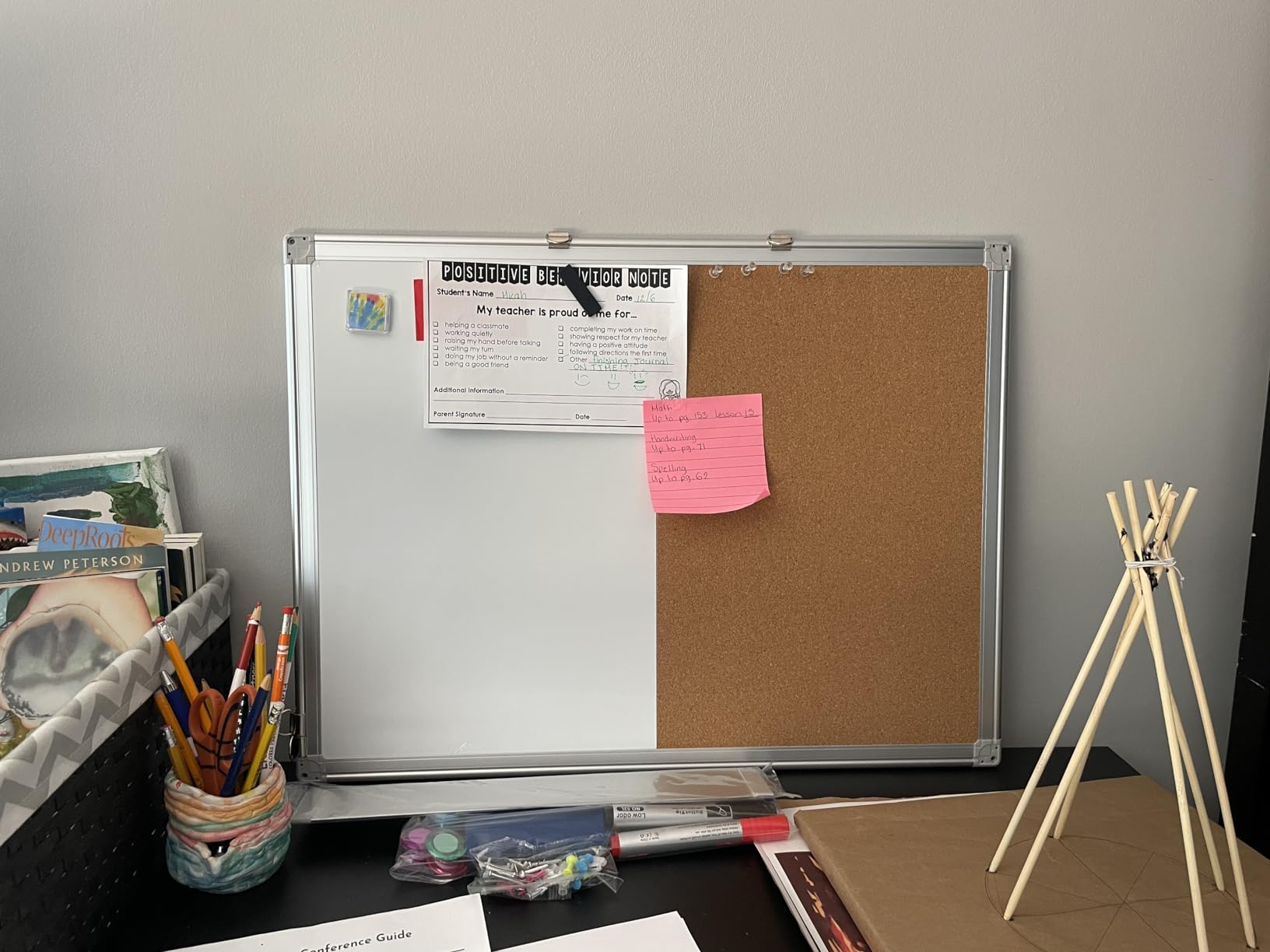 Maxtek Black Whiteboard and Cork Board Combo 24 x 18 in, Wall Mounted | Magnetic Dry Erase Board And Cork Bulletin Board, Message Memo Board For Home, Office And Classroom customer photo 2