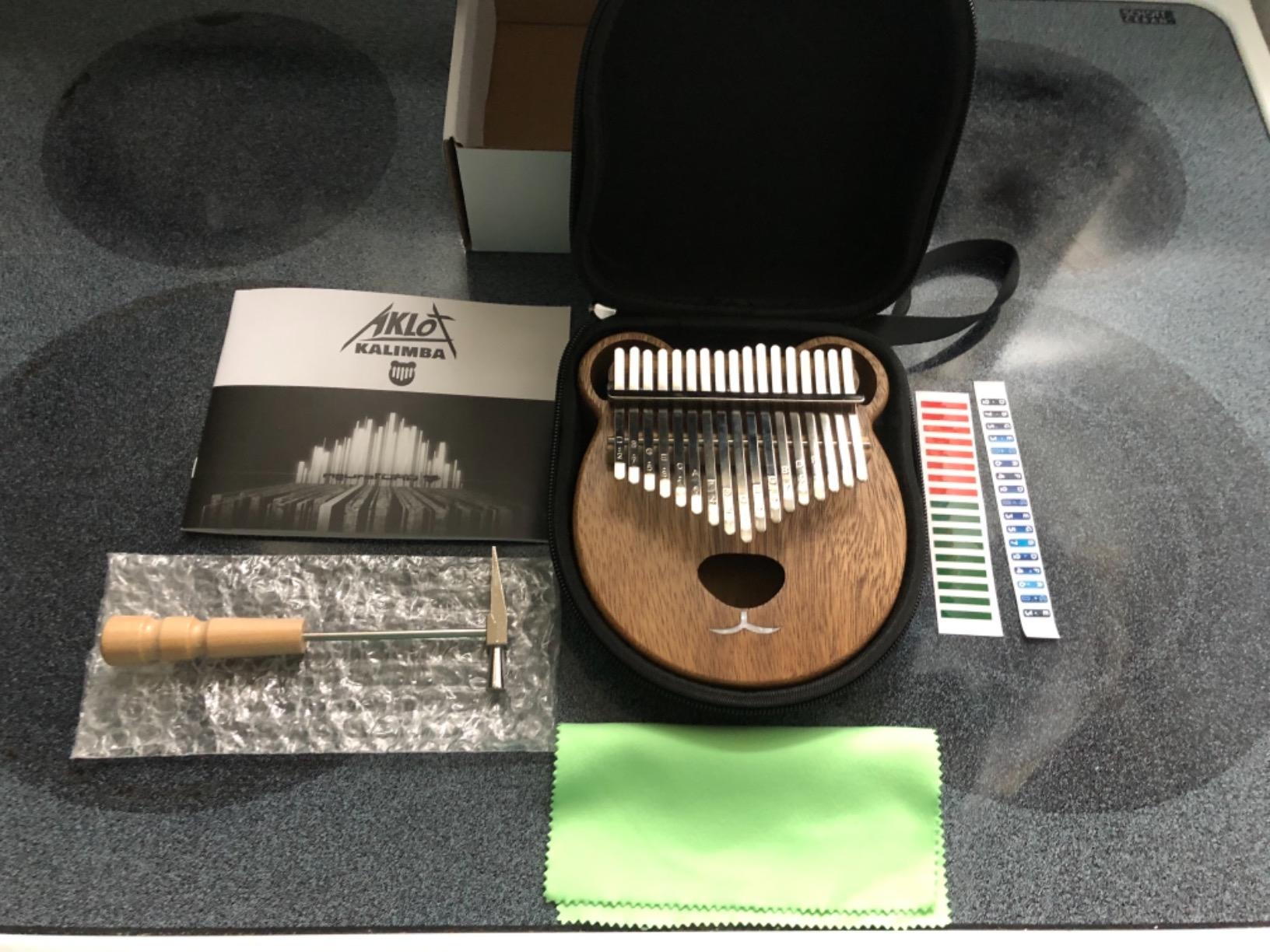 Kalimba Thumb Piano, AKLOT 17 Keys Transparent Acrylic Cat Note Carved Starter Finger Piano with Kalimba Case Tune Hammer Study Booklet Stickers customer photo 2